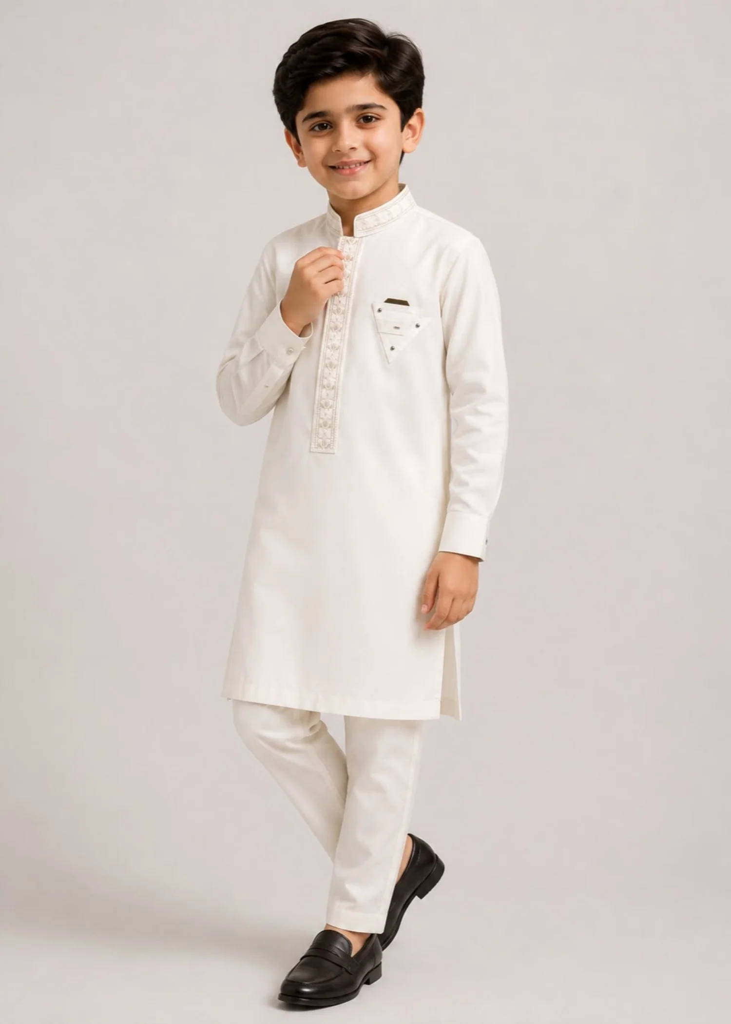 wash & wear Kurta Set in Off-white
