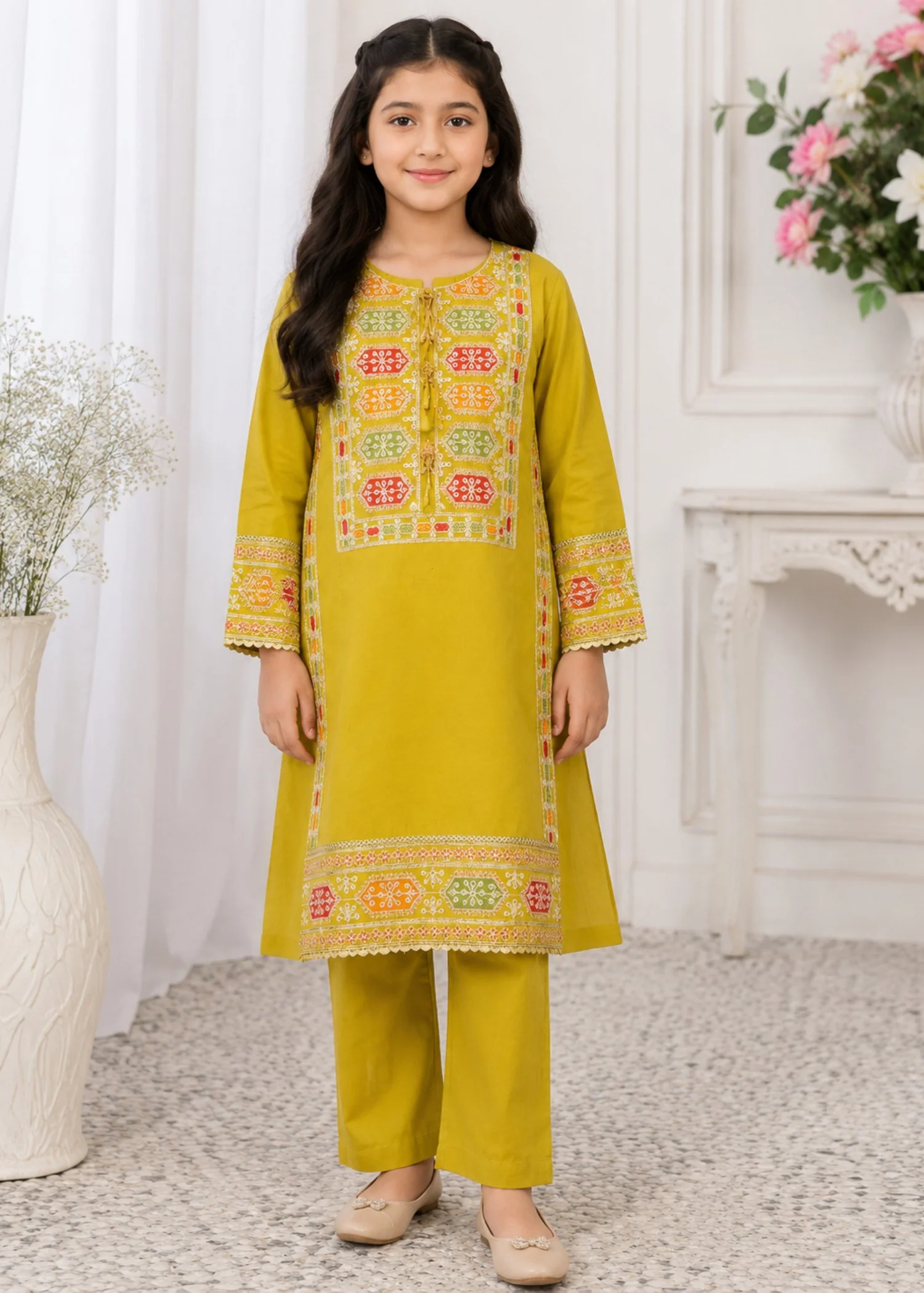 cotton Kurta Set in Mustard