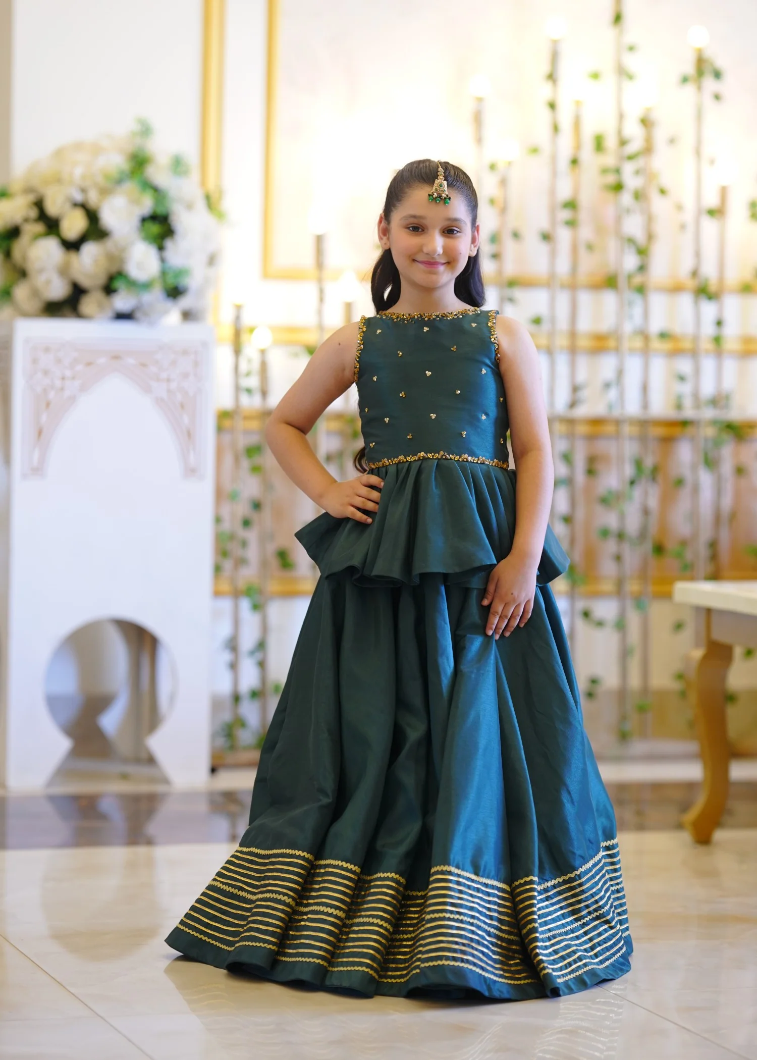 silk Lehenga in Teal
