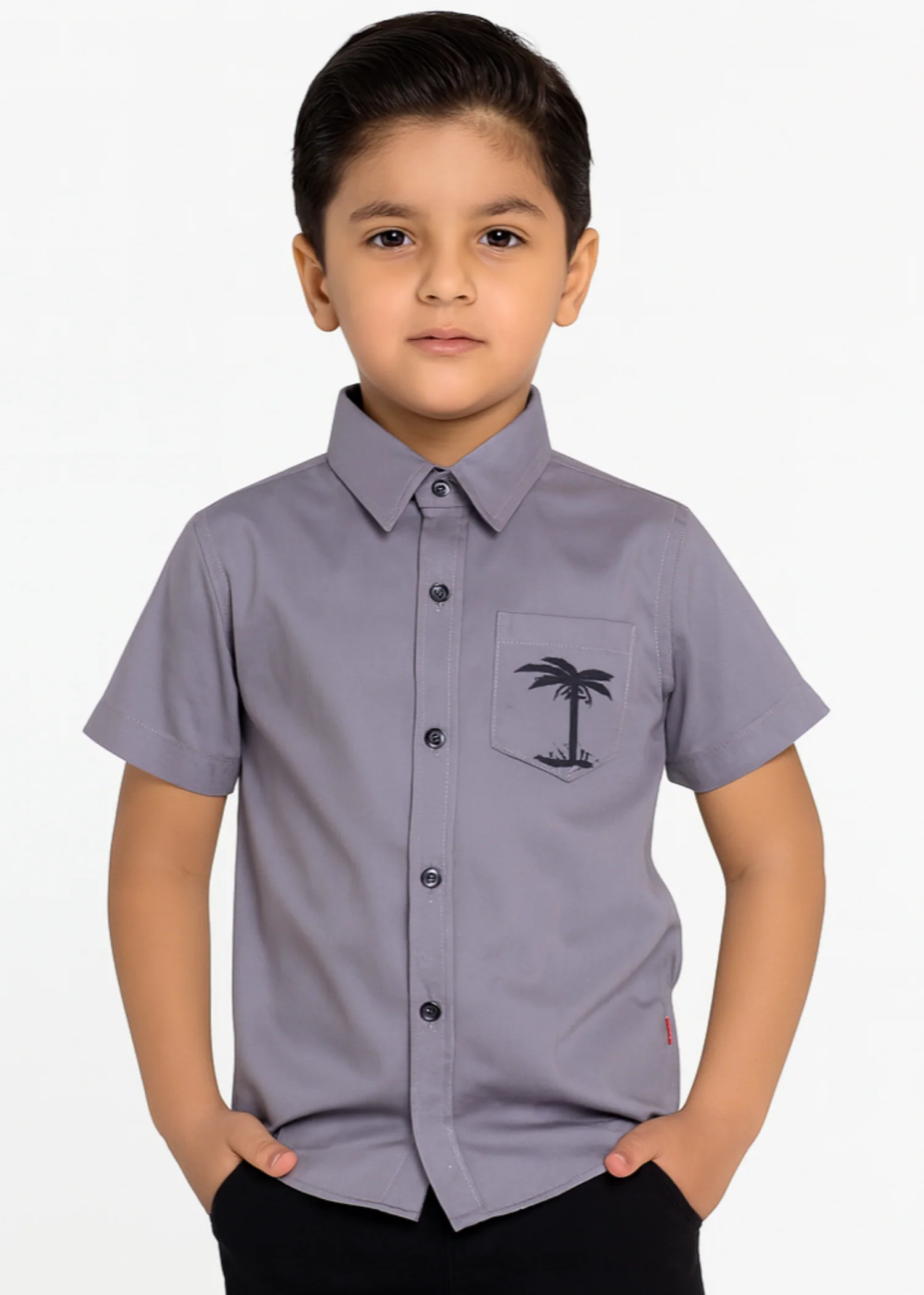 cotton Casual Shirt in Dark grey