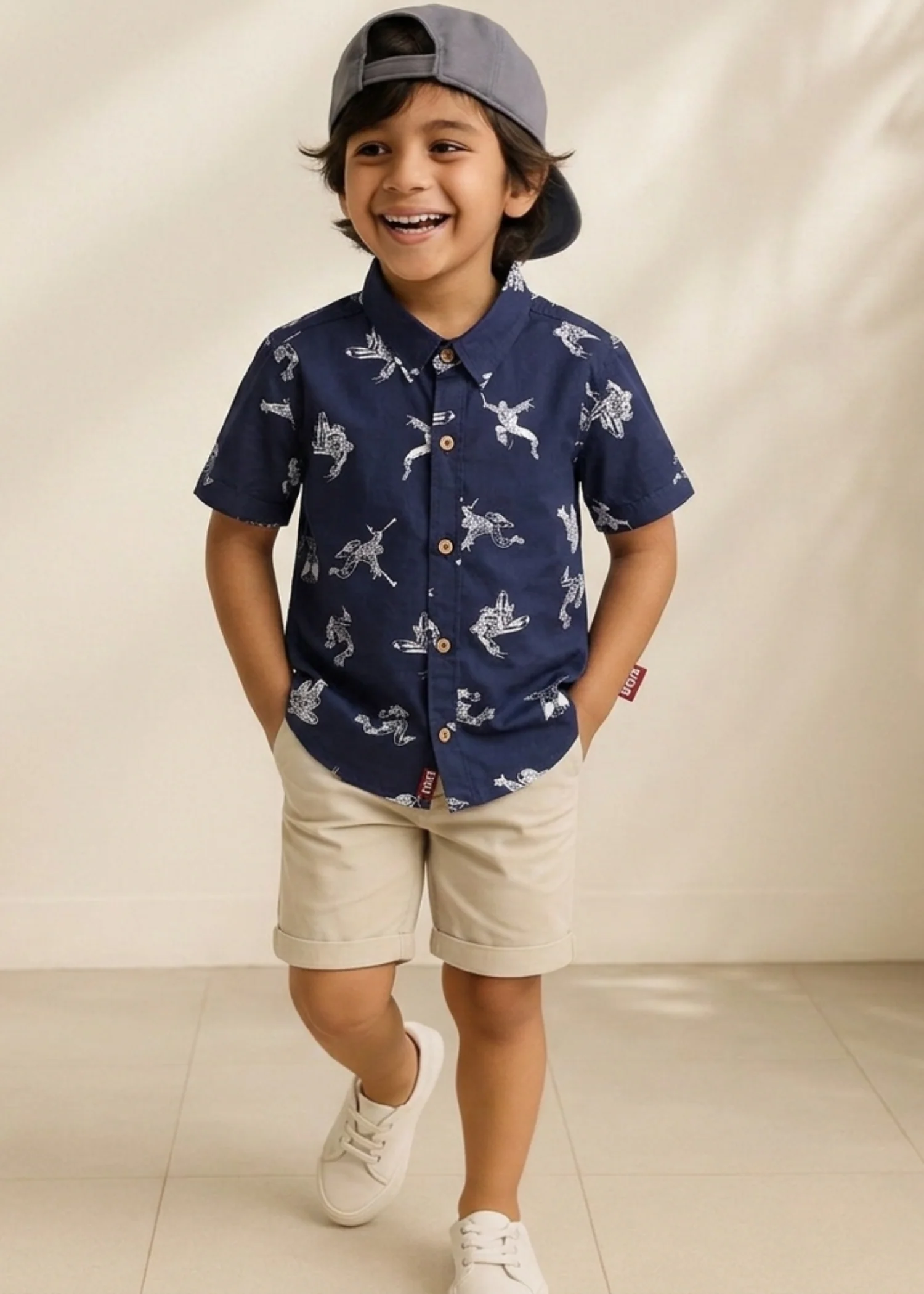 cotton Casual Shirt in Navy blue