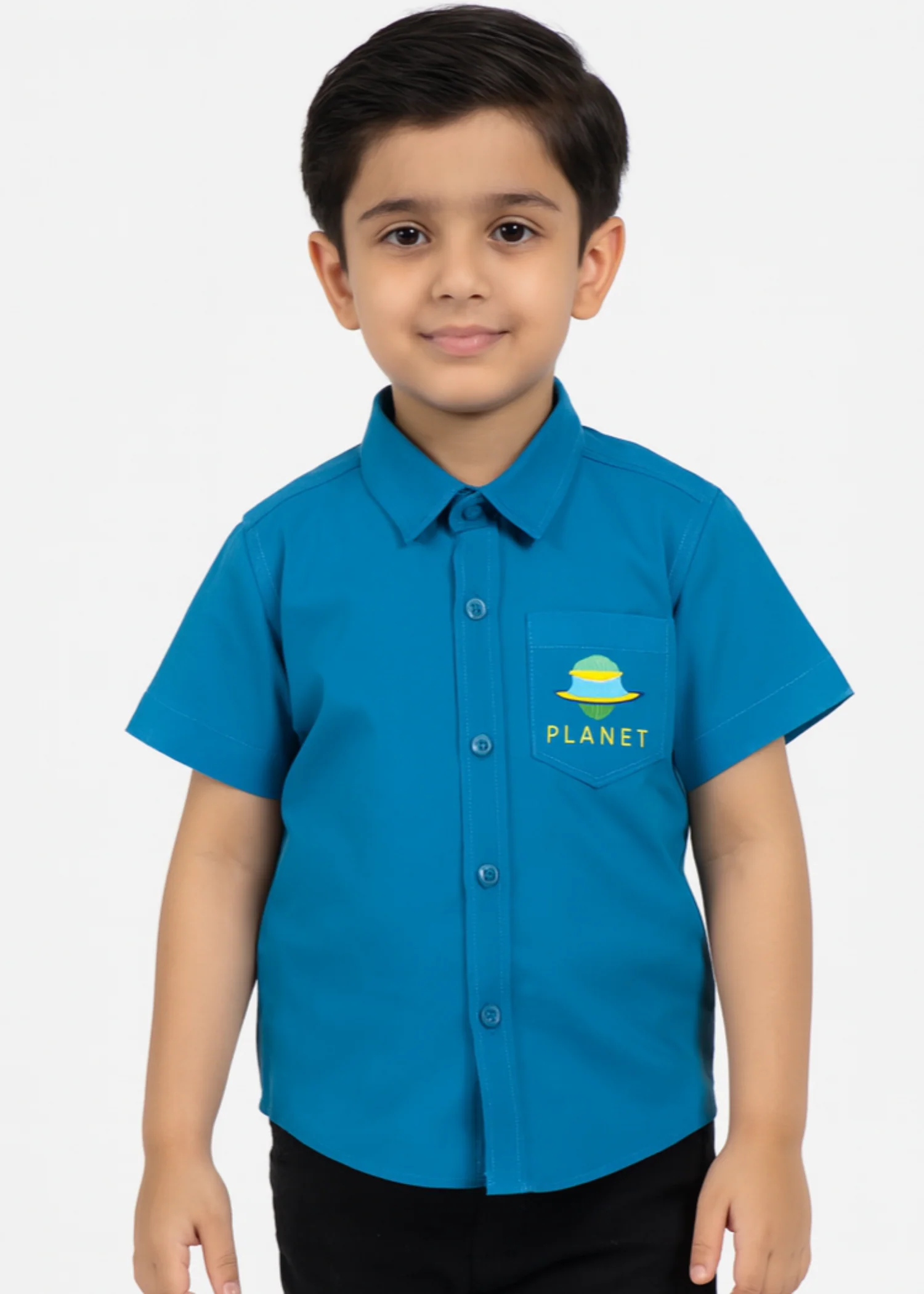 cotton Casual Shirt in Dark cyan