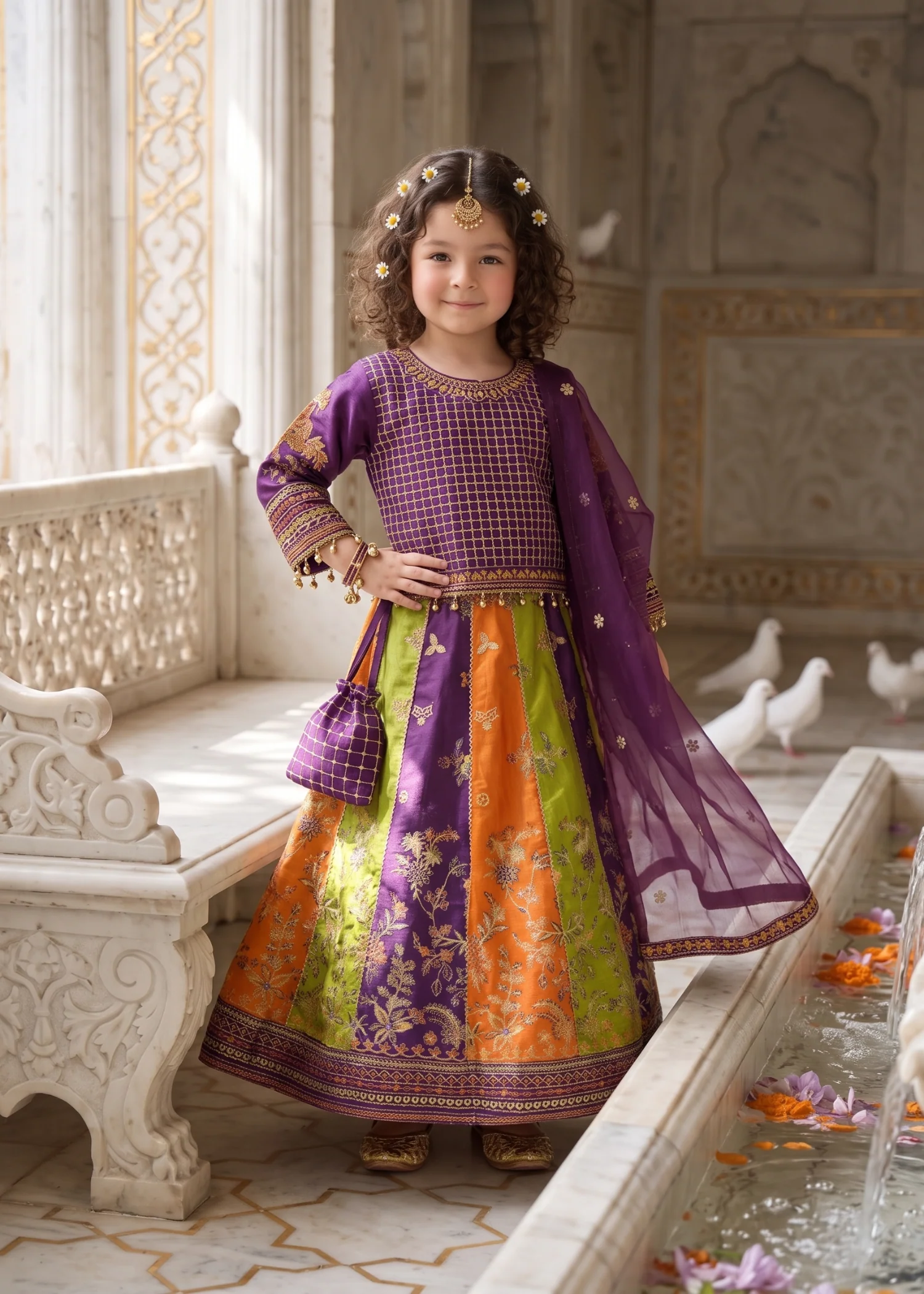 raw silk Lehenga in Purple heart