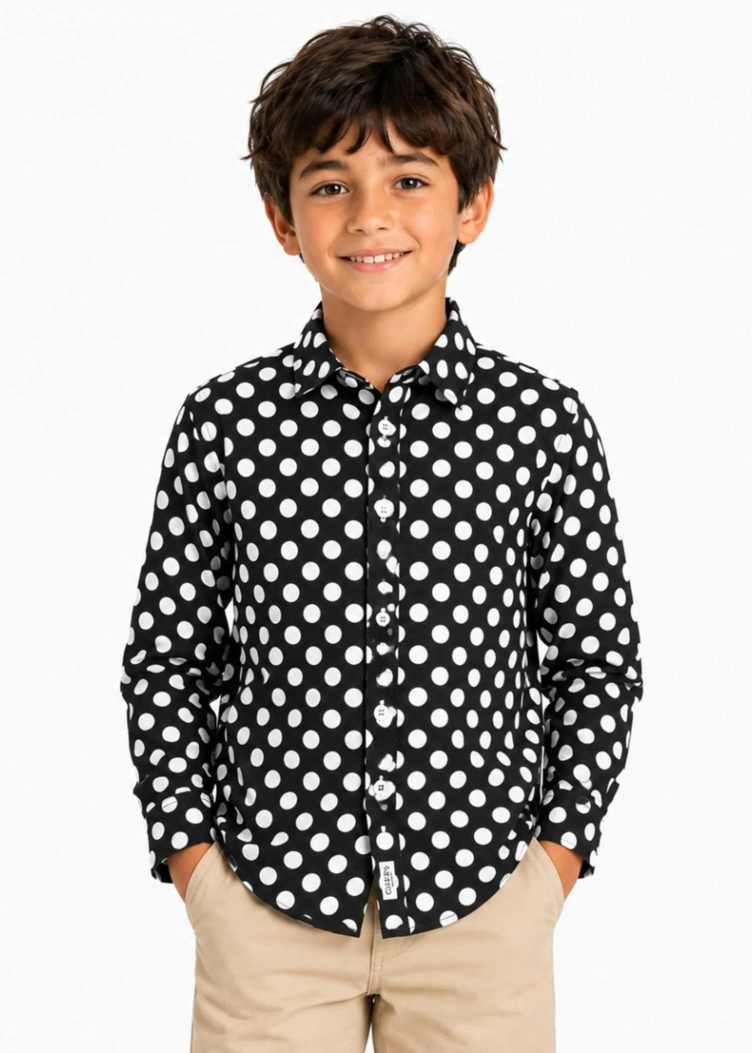 cotton Casual Shirt in Black, white