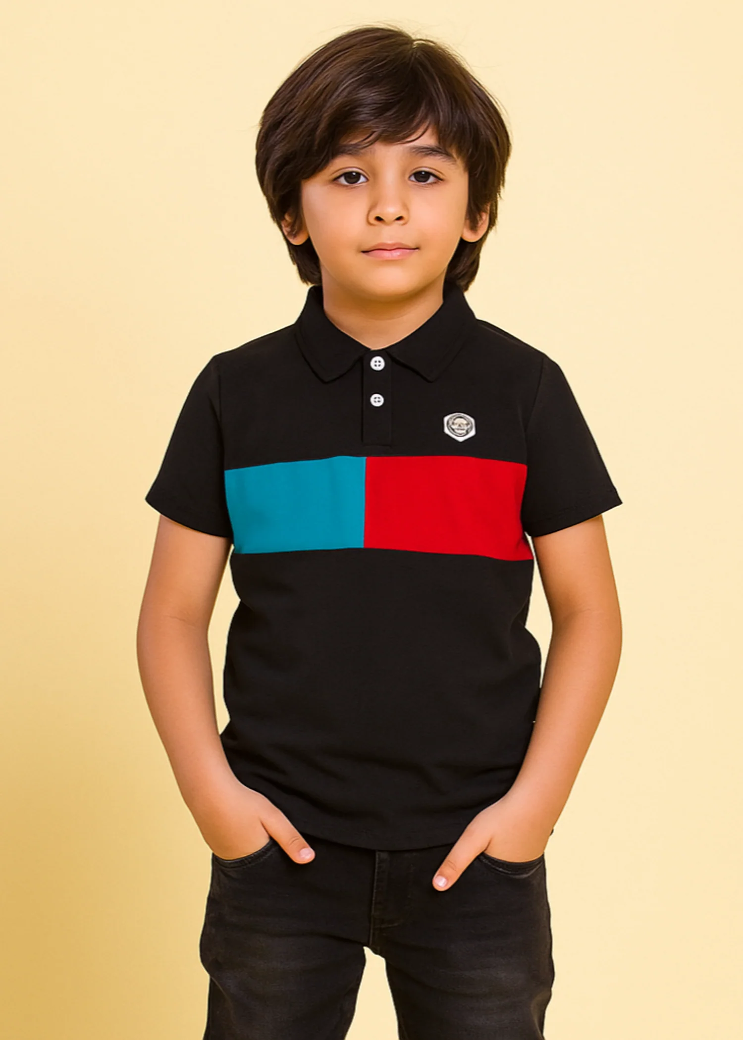 cotton pique Polo Shirt in Black