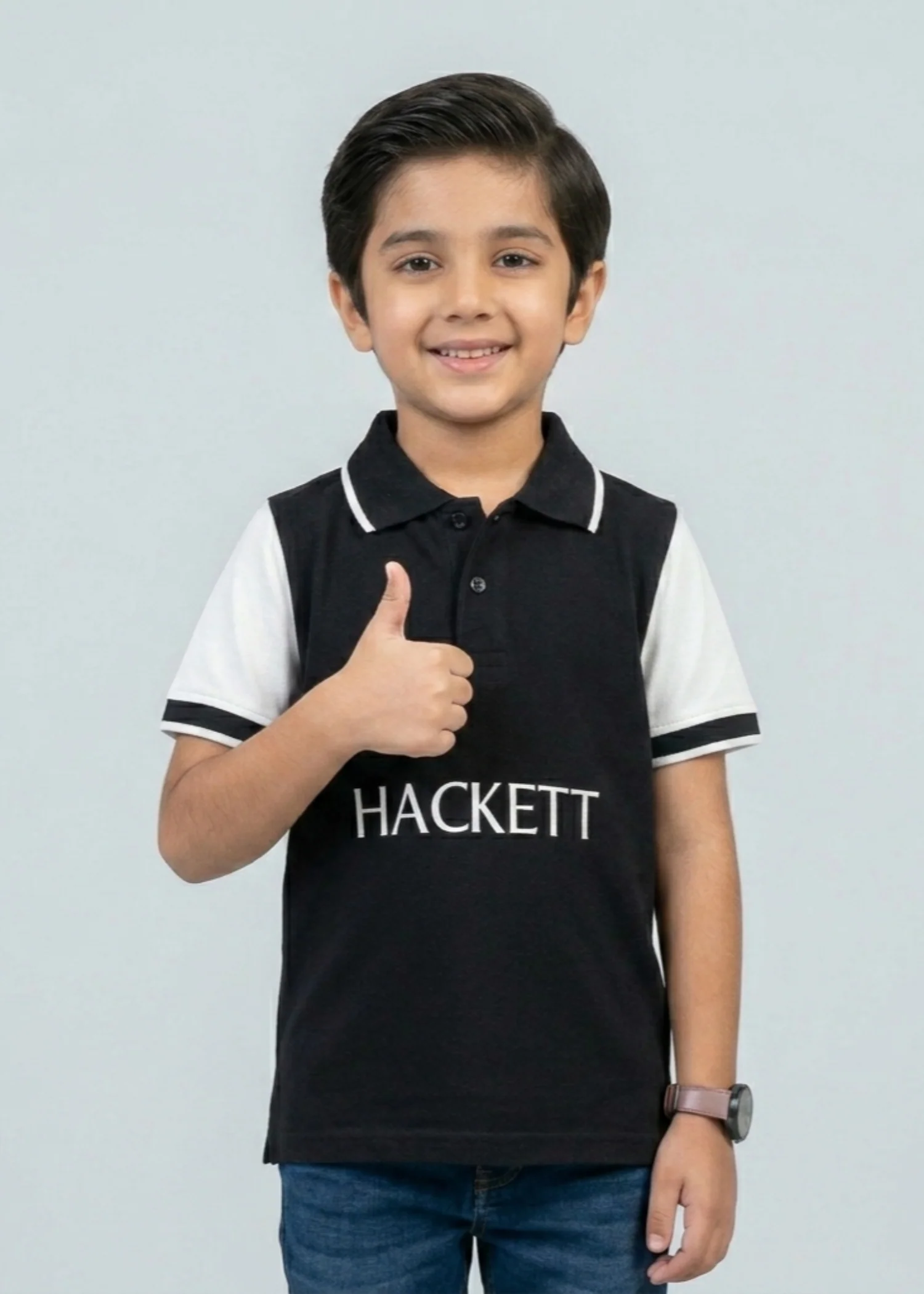 cotton pique Polo Shirt in Black, white