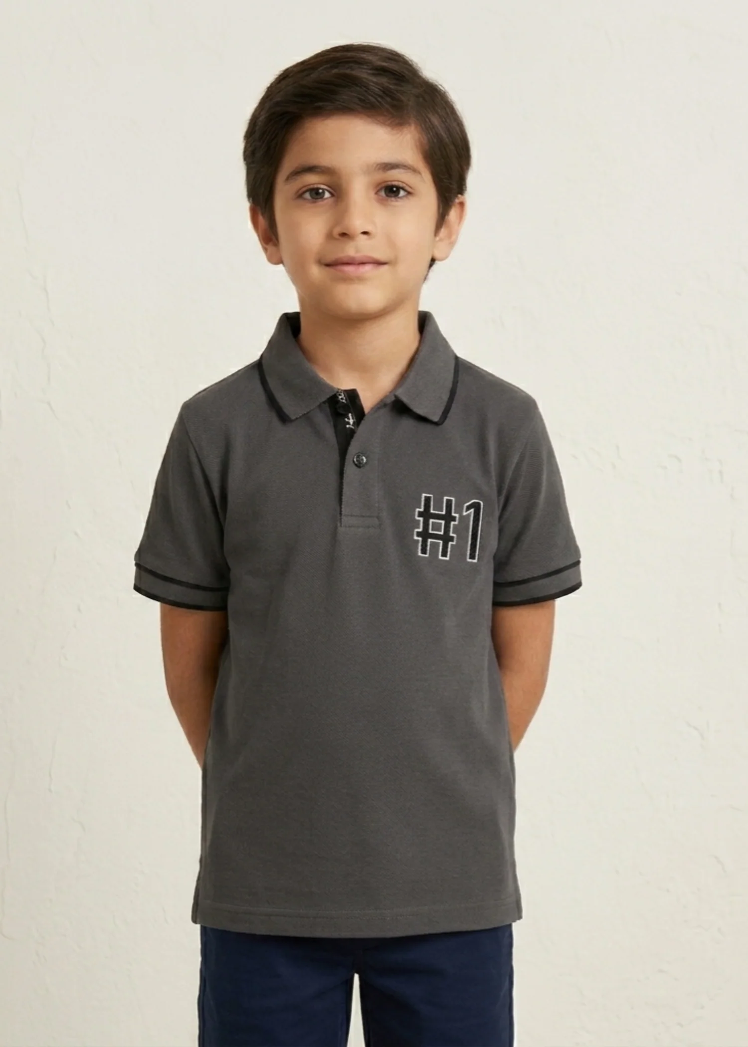 cotton pique Polo Shirt in Graphite