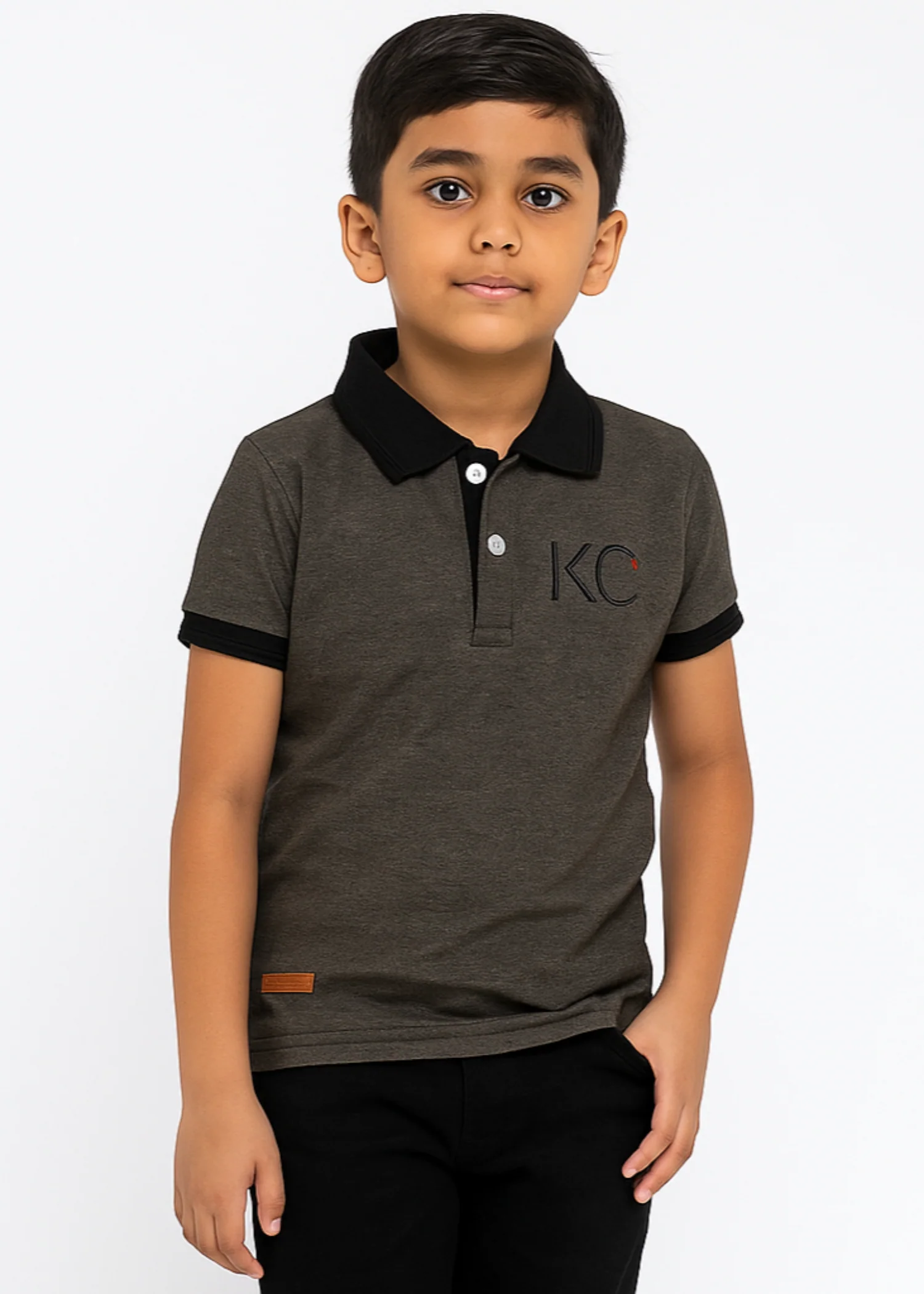 cotton pique Polo Shirt in Charcoal