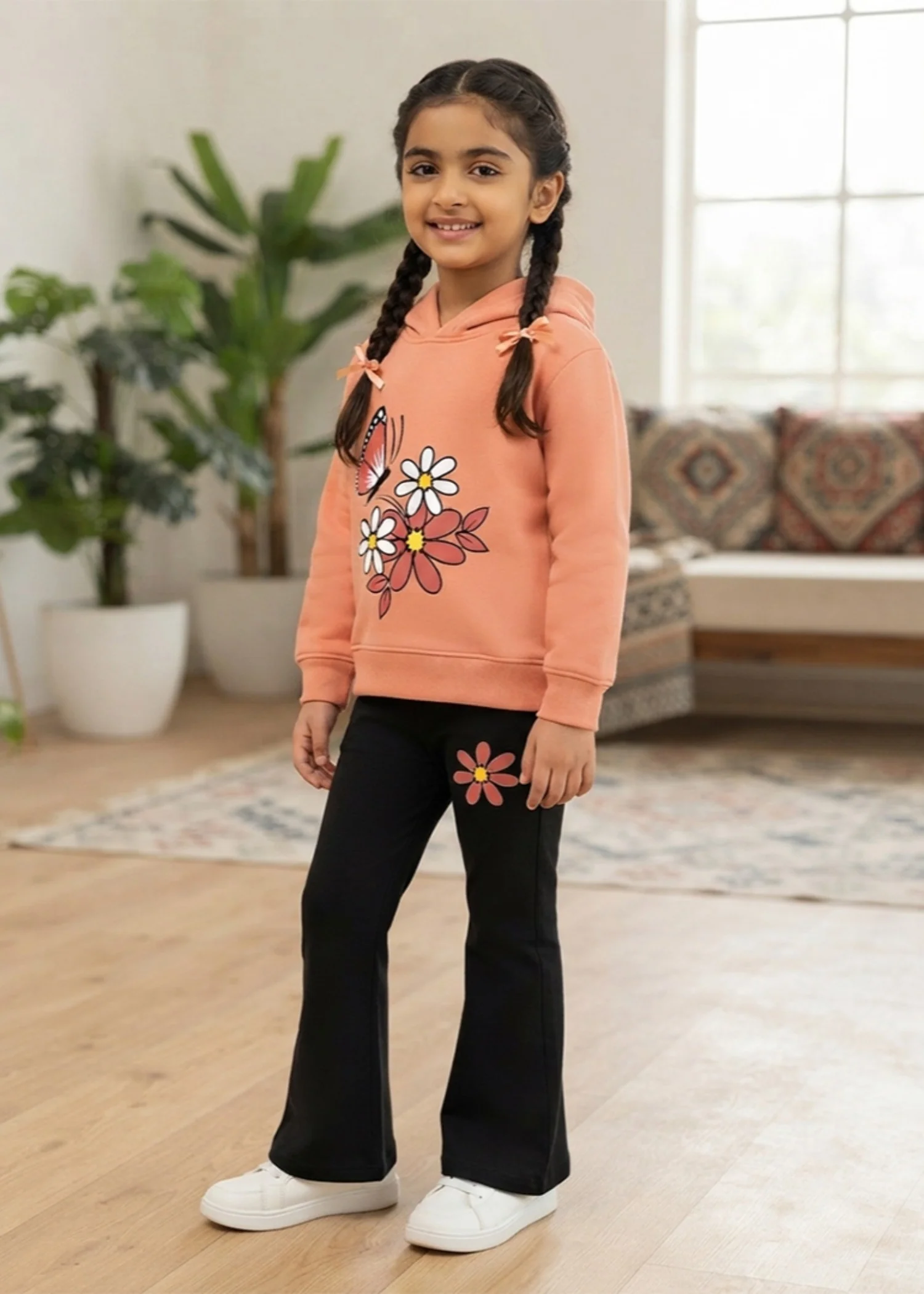 Co Ord Sets in Black, marmalade orange