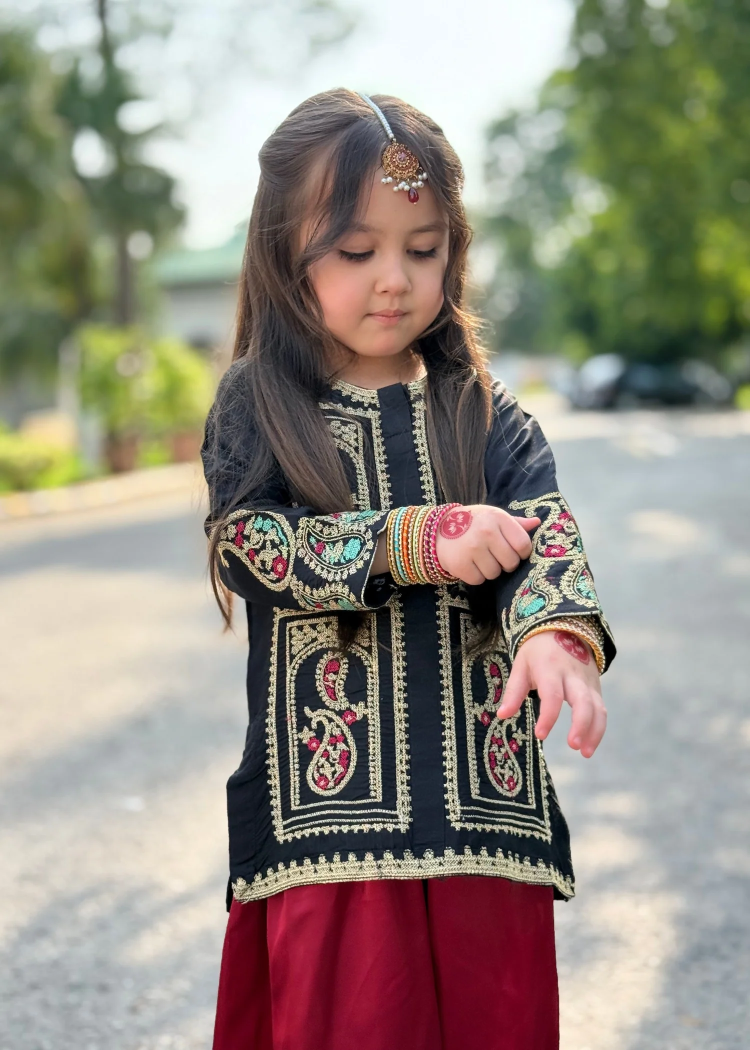 silk Kurta Set in Black