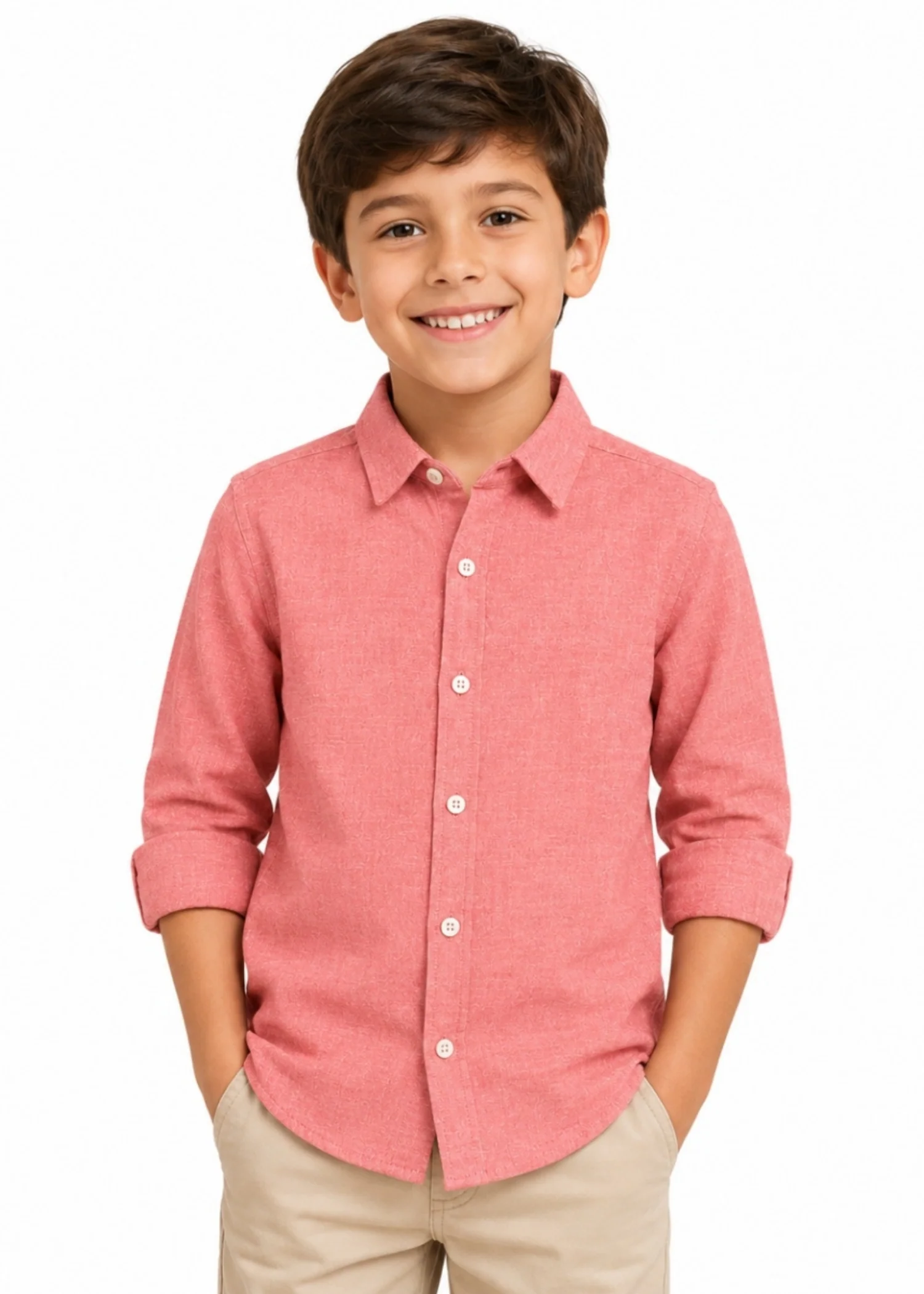 cotton Casual Shirt in Salmon pink