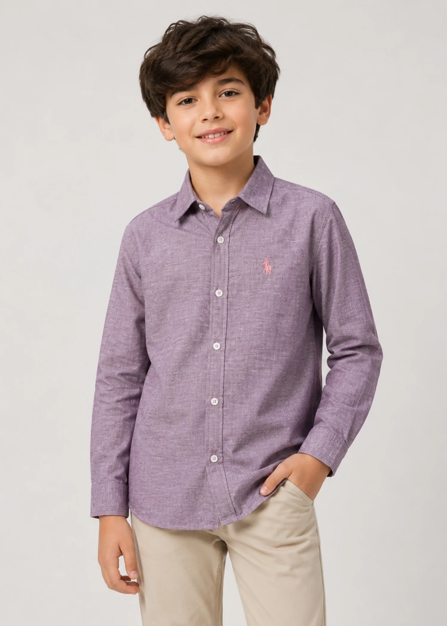 cotton Casual Shirt in Heathered lilac