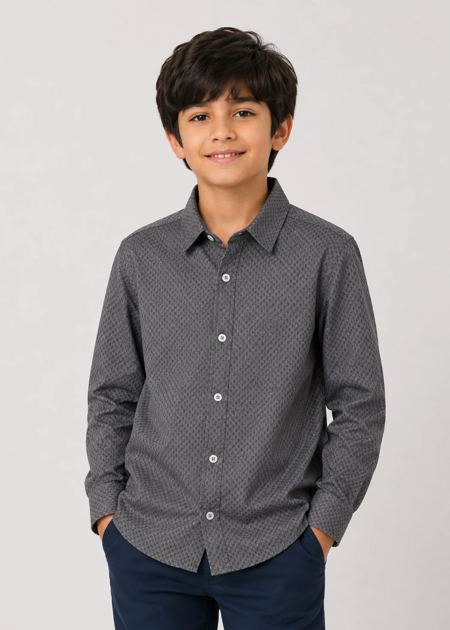 cotton dobby Casual Shirt in Graphite