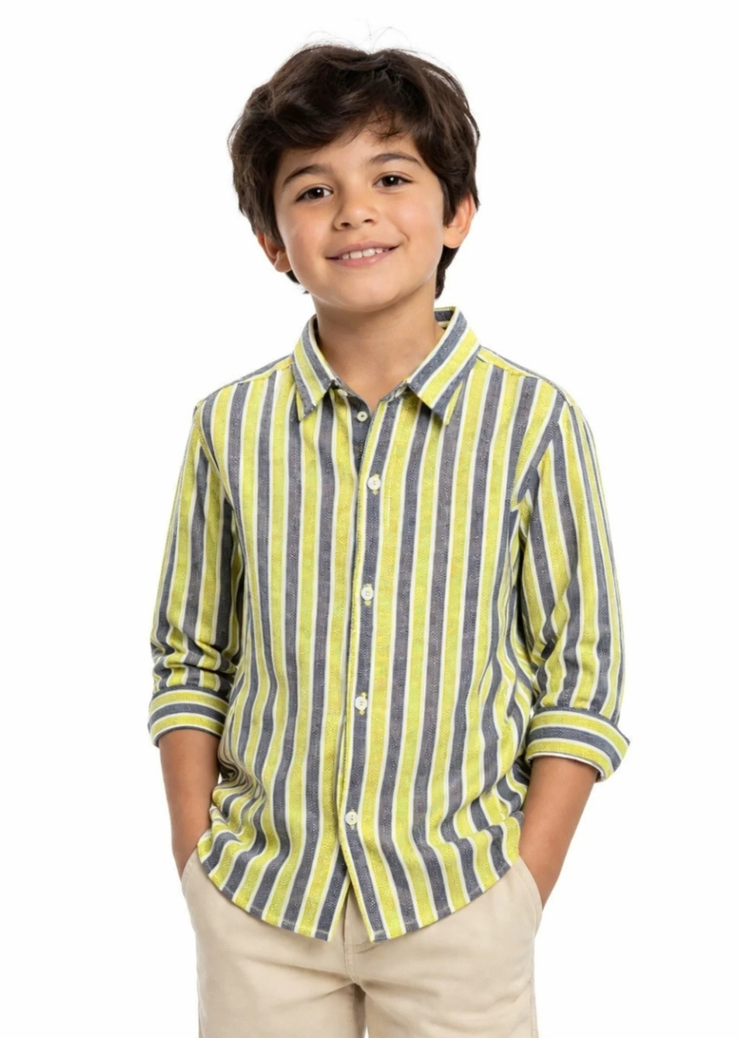 cotton dobby Casual Shirt in Yellow