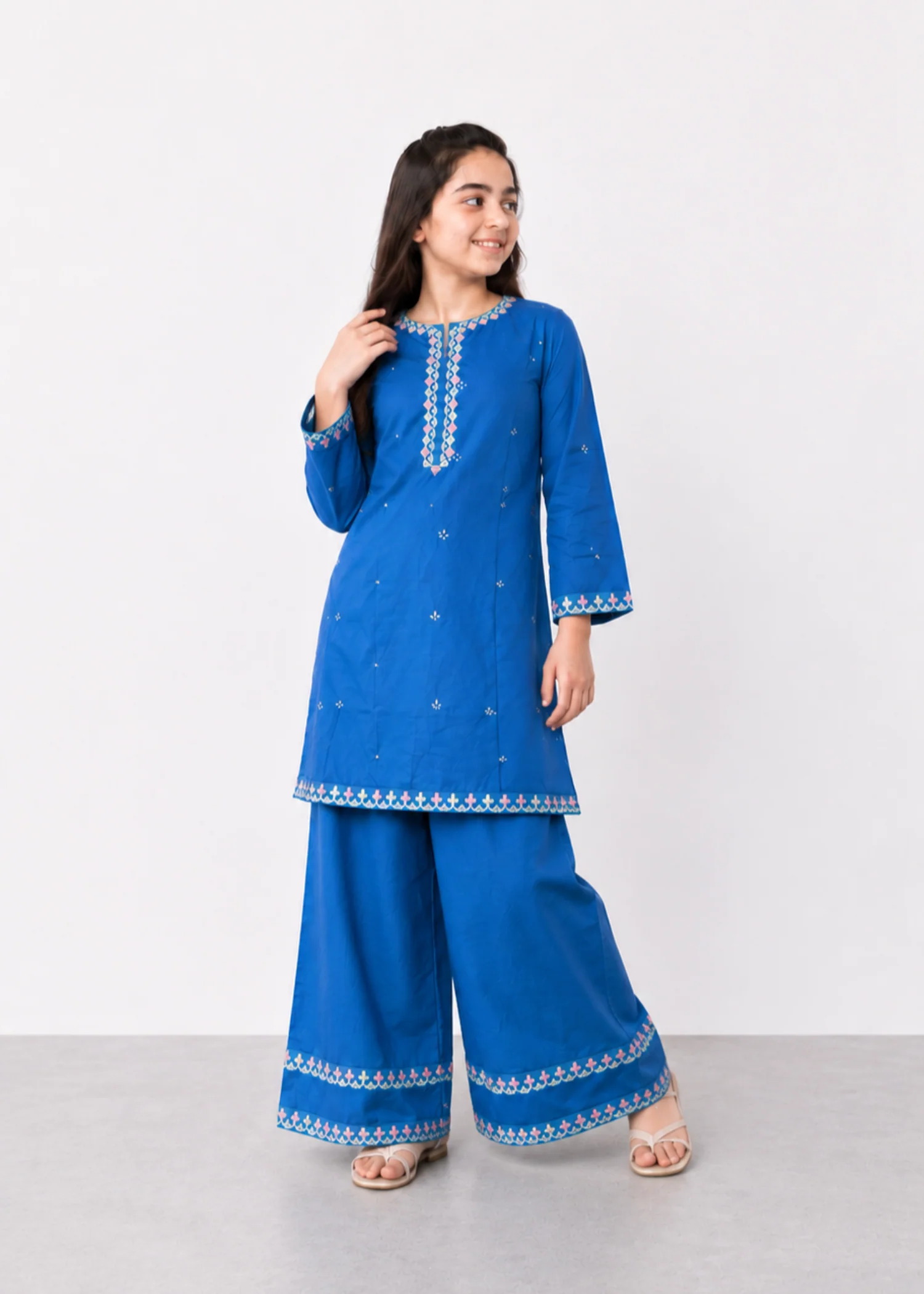 cotton Kurta Set in Sapphire blue