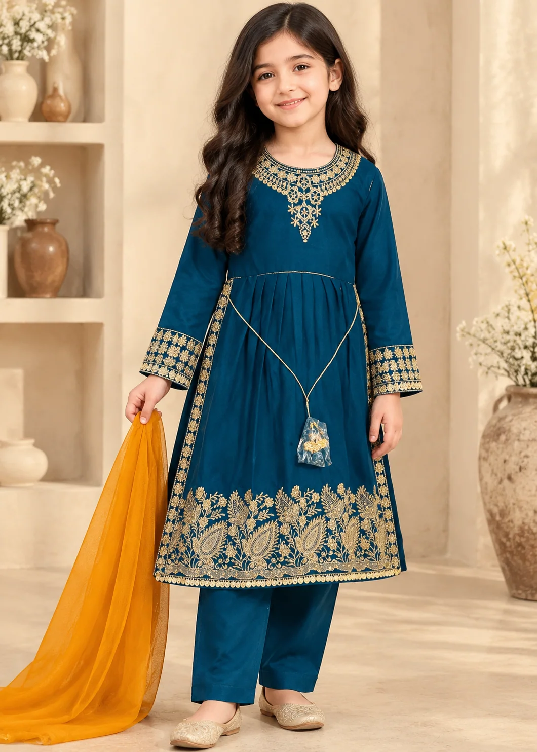 chiffon Short Frock in Teal