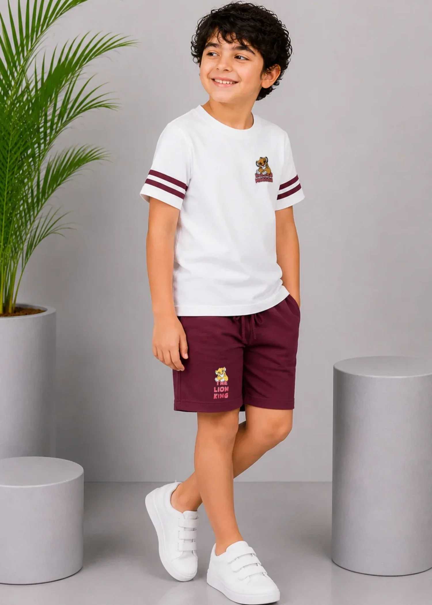 Co ord Sets in Maroon, white