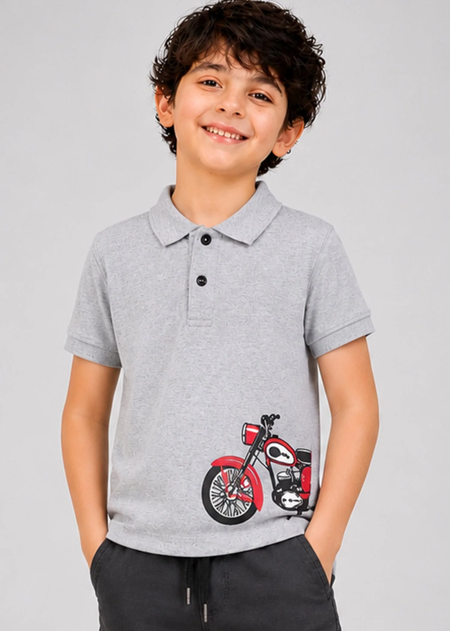 cotton pique Polo Shirt in Pastel grey