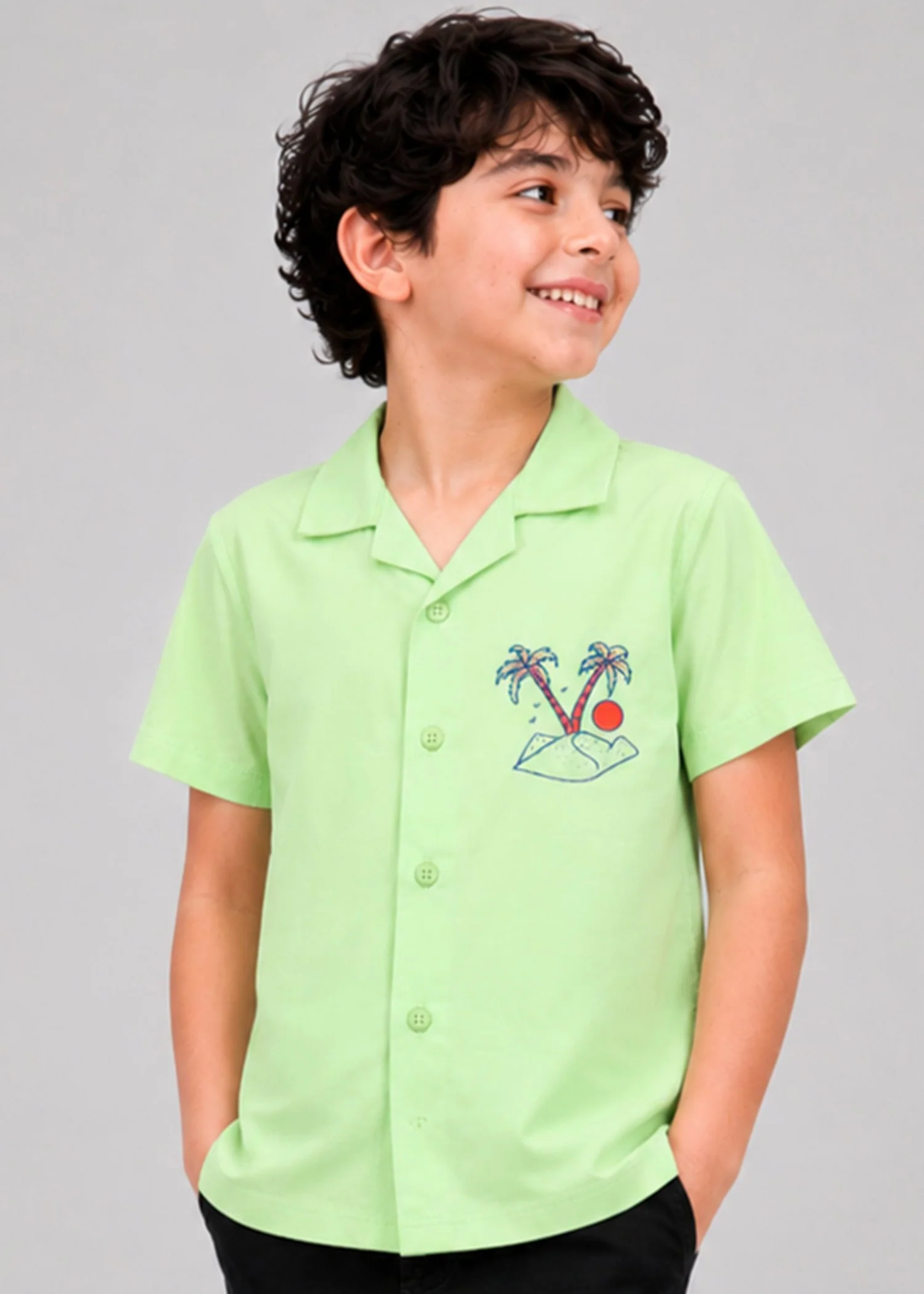 single jersey knit Casual Shirt in Turquoise
