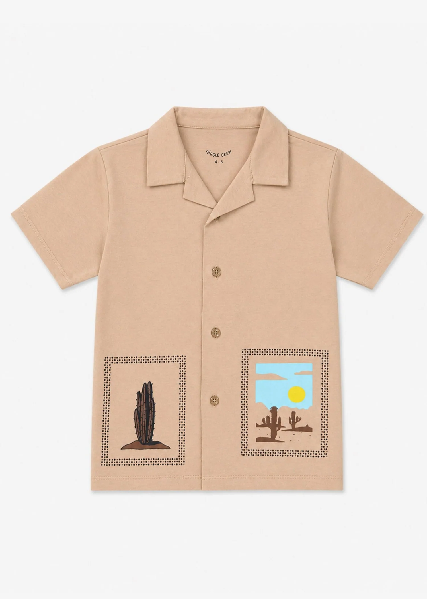 single jersey knit Casual Shirt in Camel brown