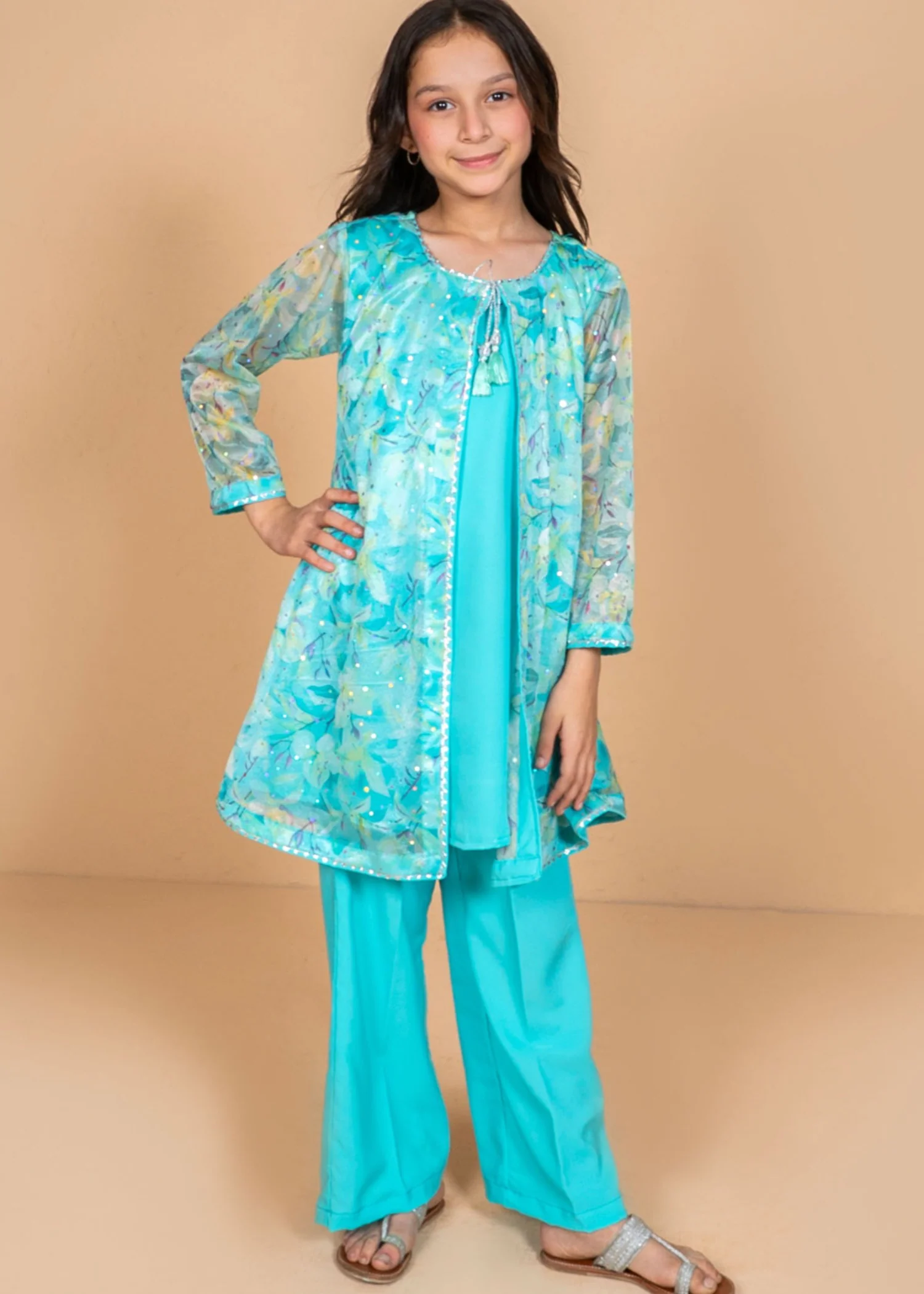 crepe Gown in Sea green