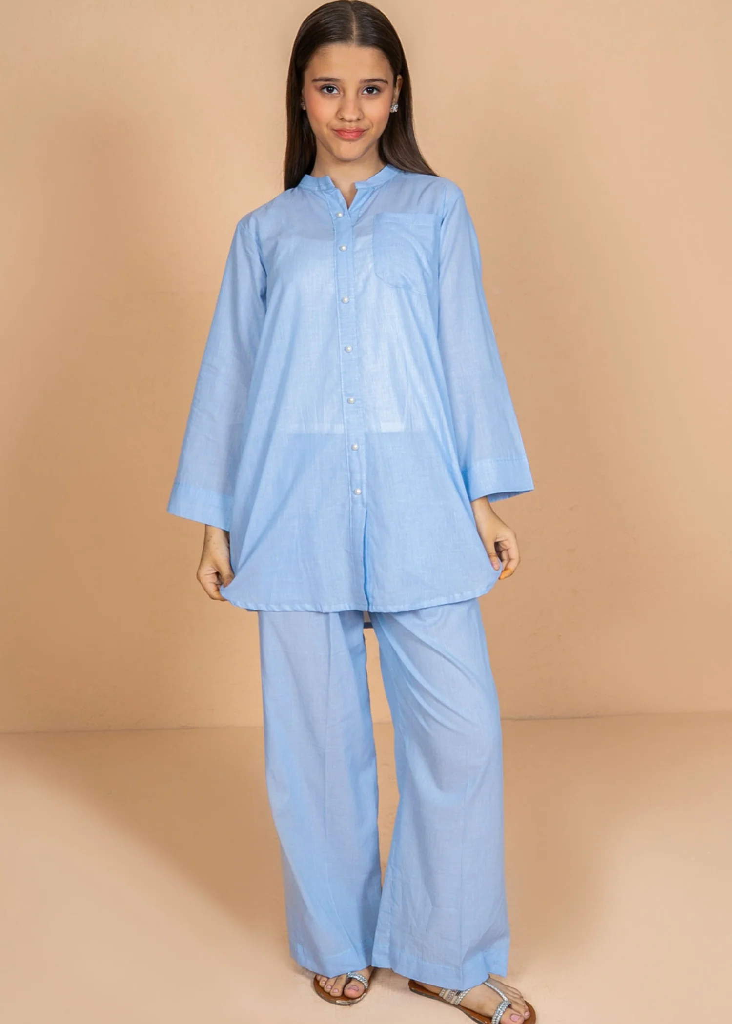 chambray Co Ord Sets in Sky blue