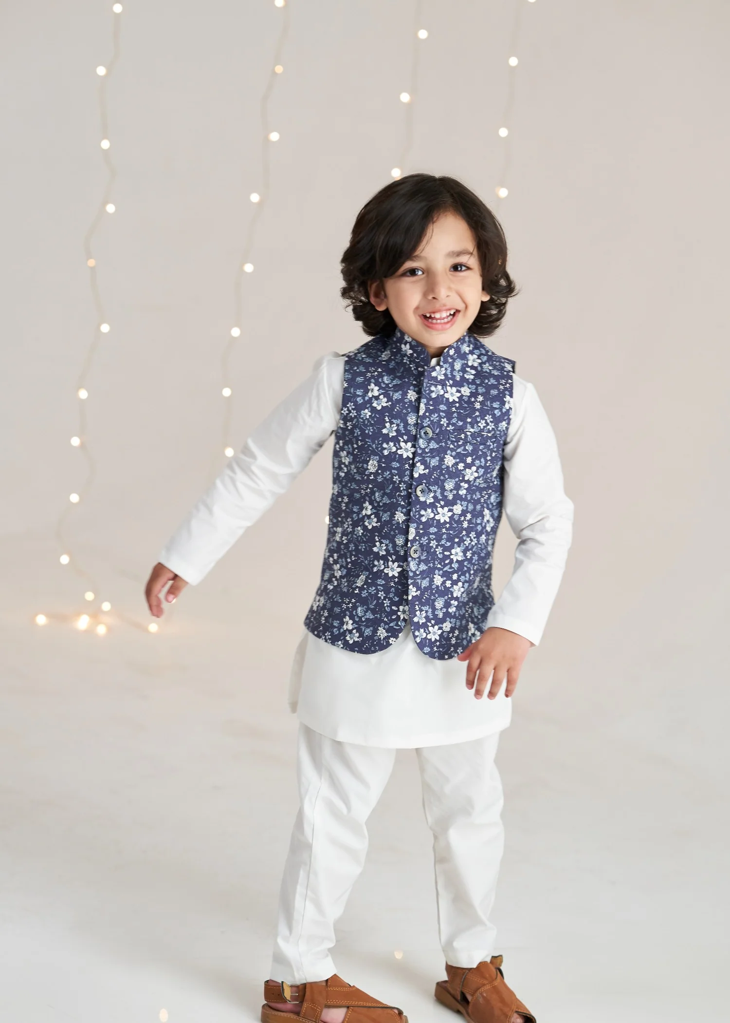 cotton Waistcoat in Navy blue