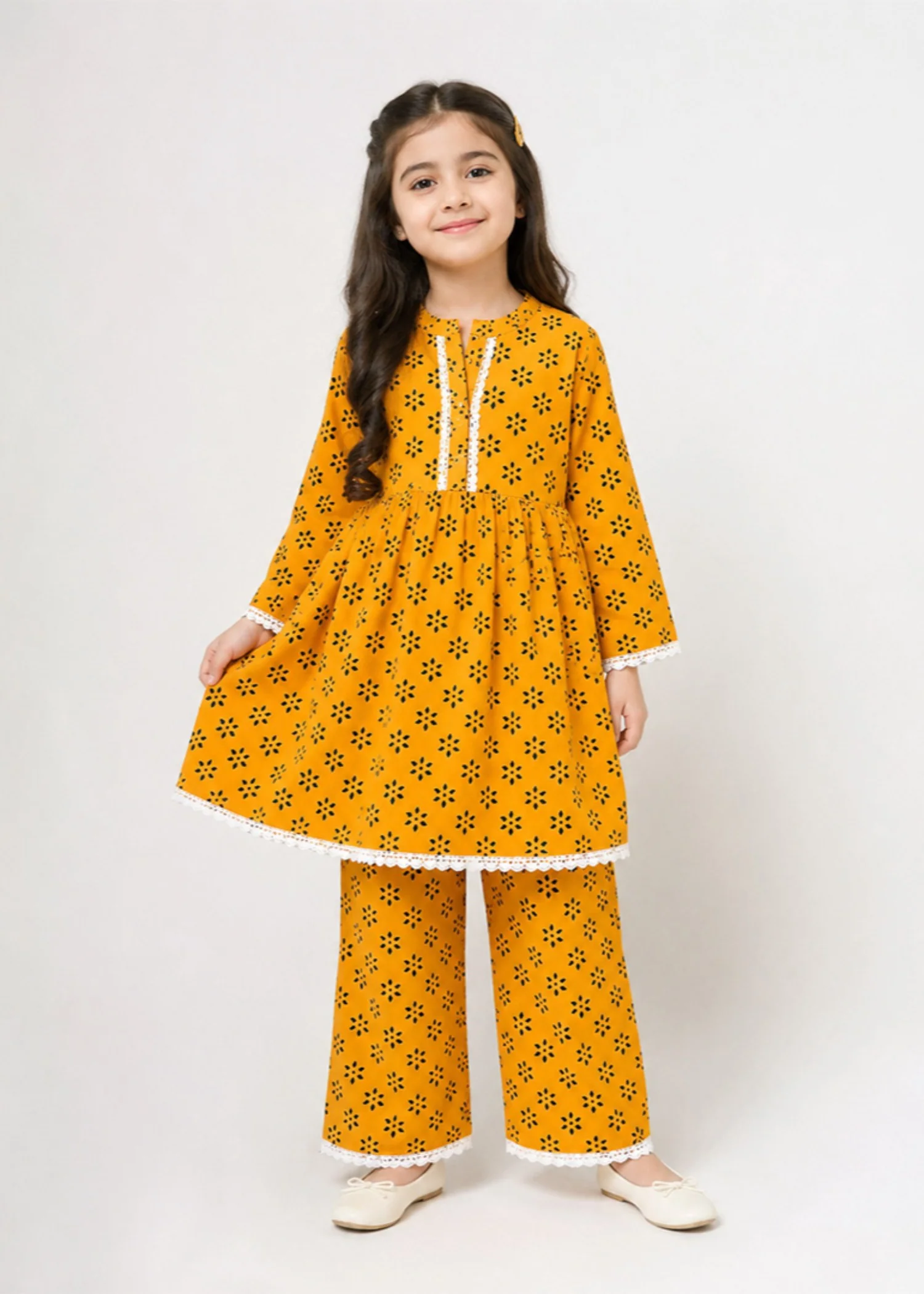 linen Short Frock in Mustard