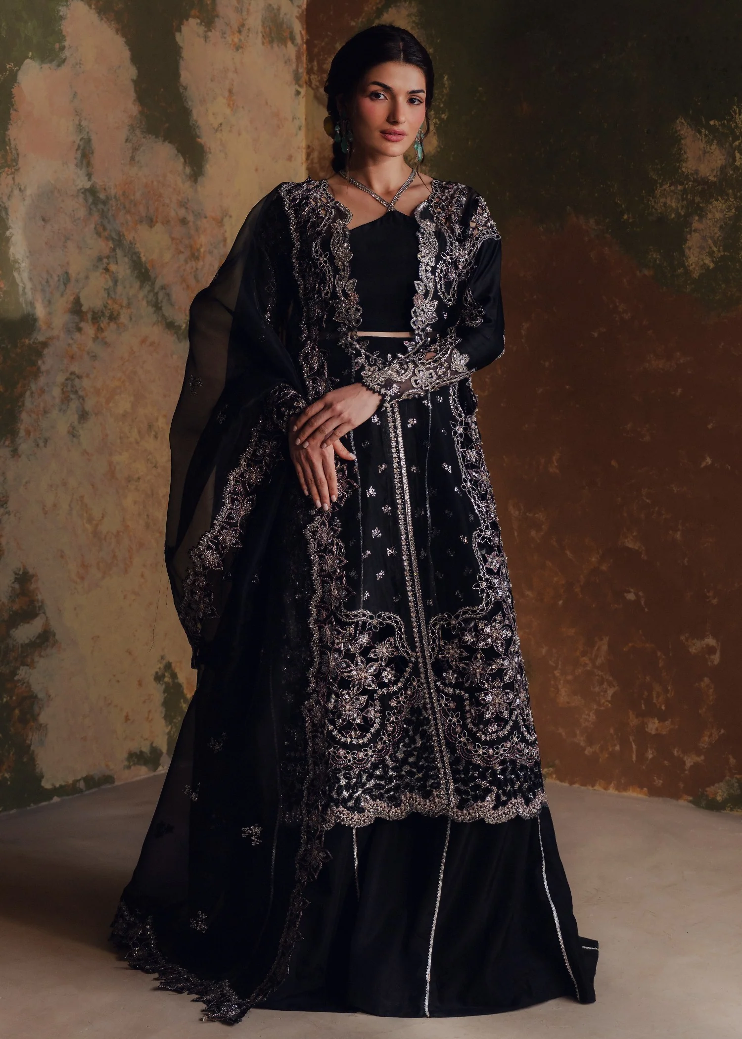 organza Unstitched in Black