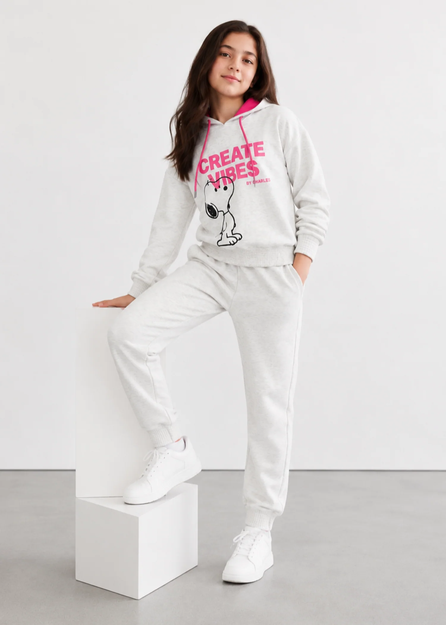 fleece Tracksuit in Platinum