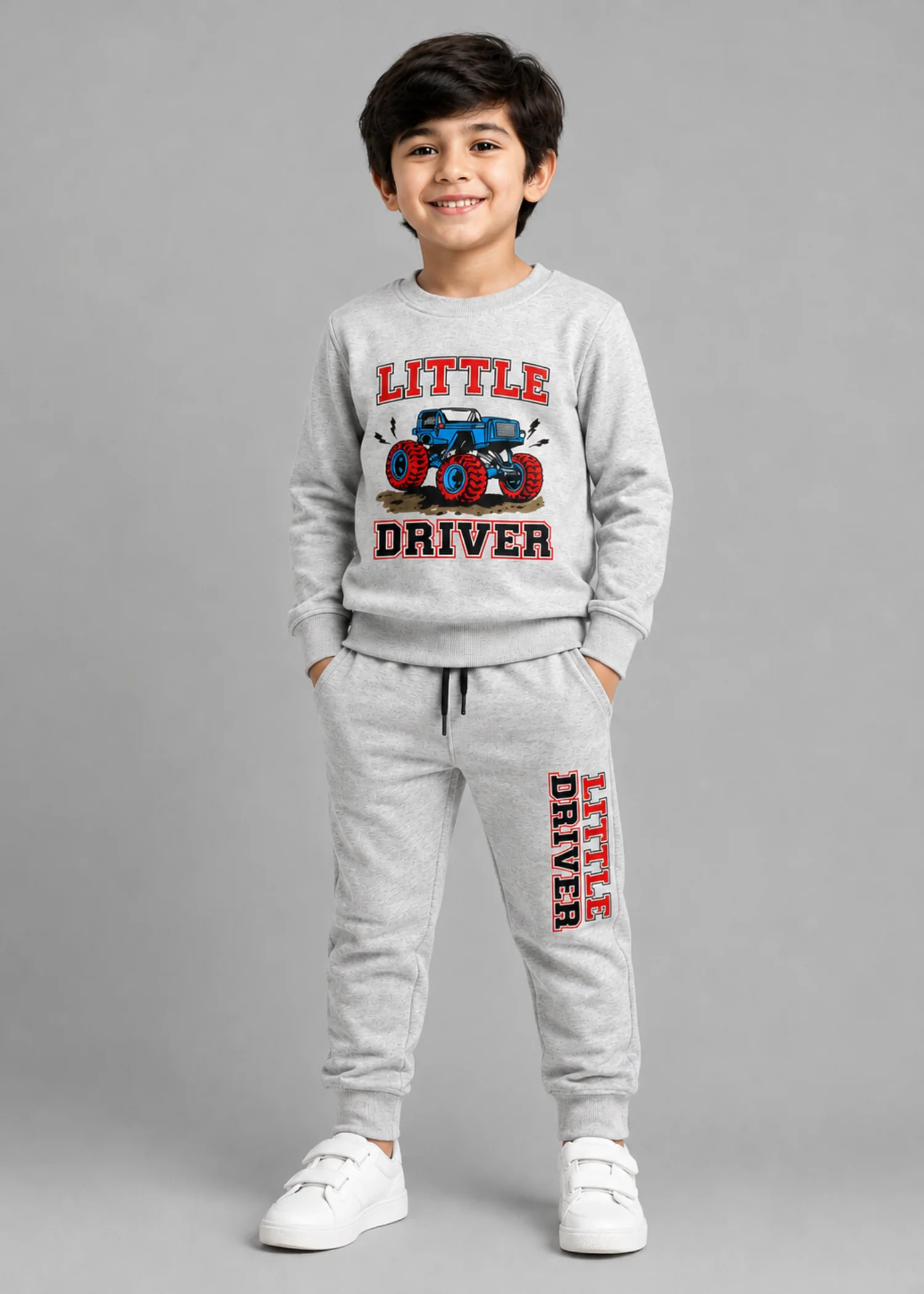 fleece Tracksuit in Light grey