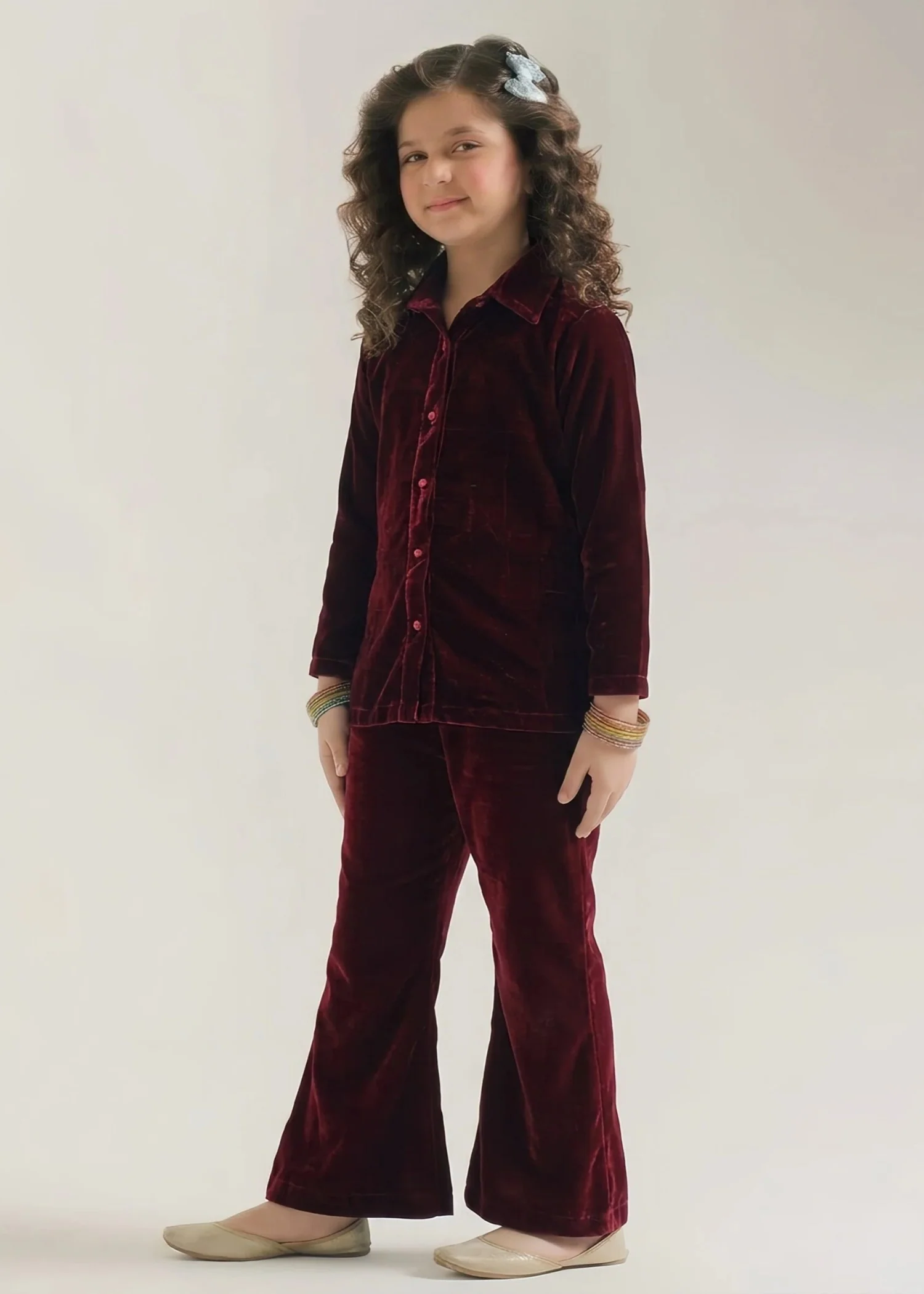 velvet Co Ord Sets in Maroon
