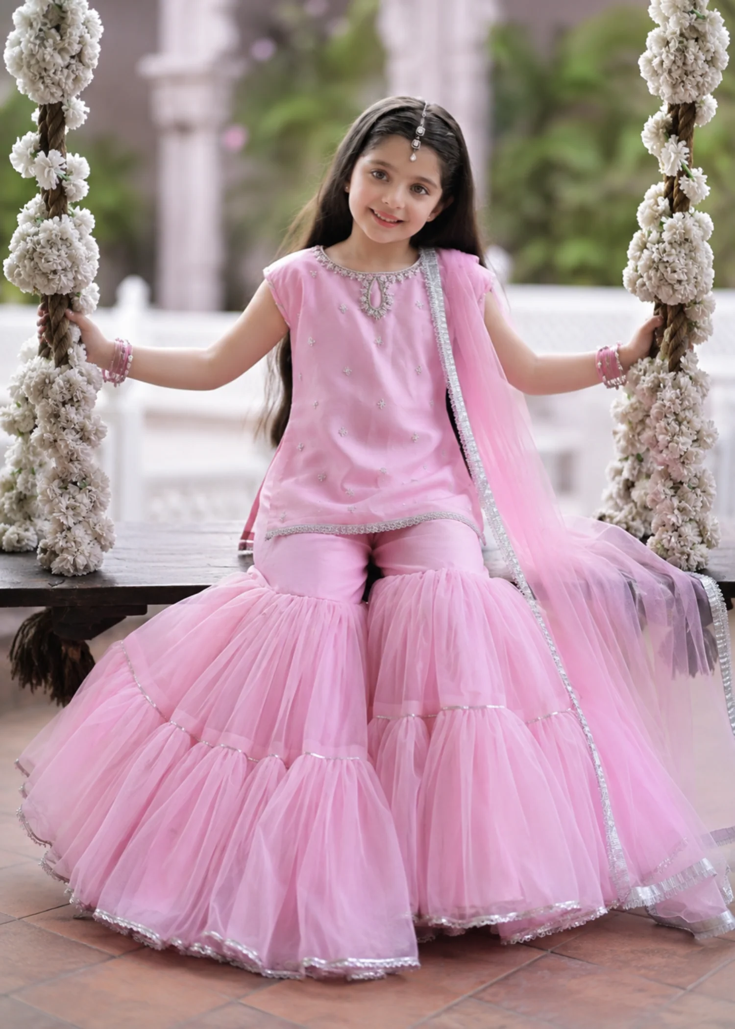 net Gharara in Pink