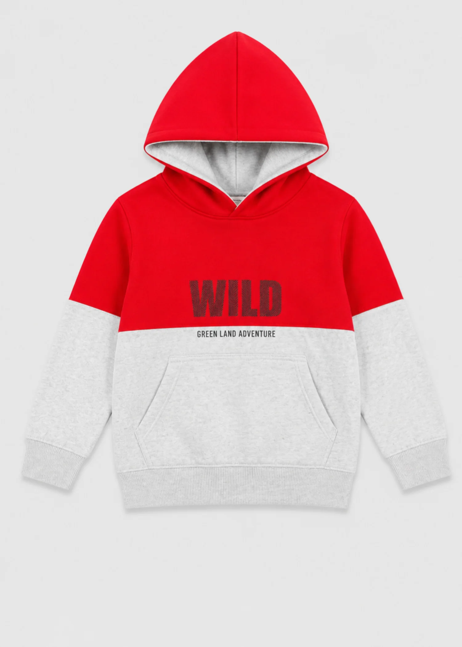 fleece Hoodie in Pastel grey, red