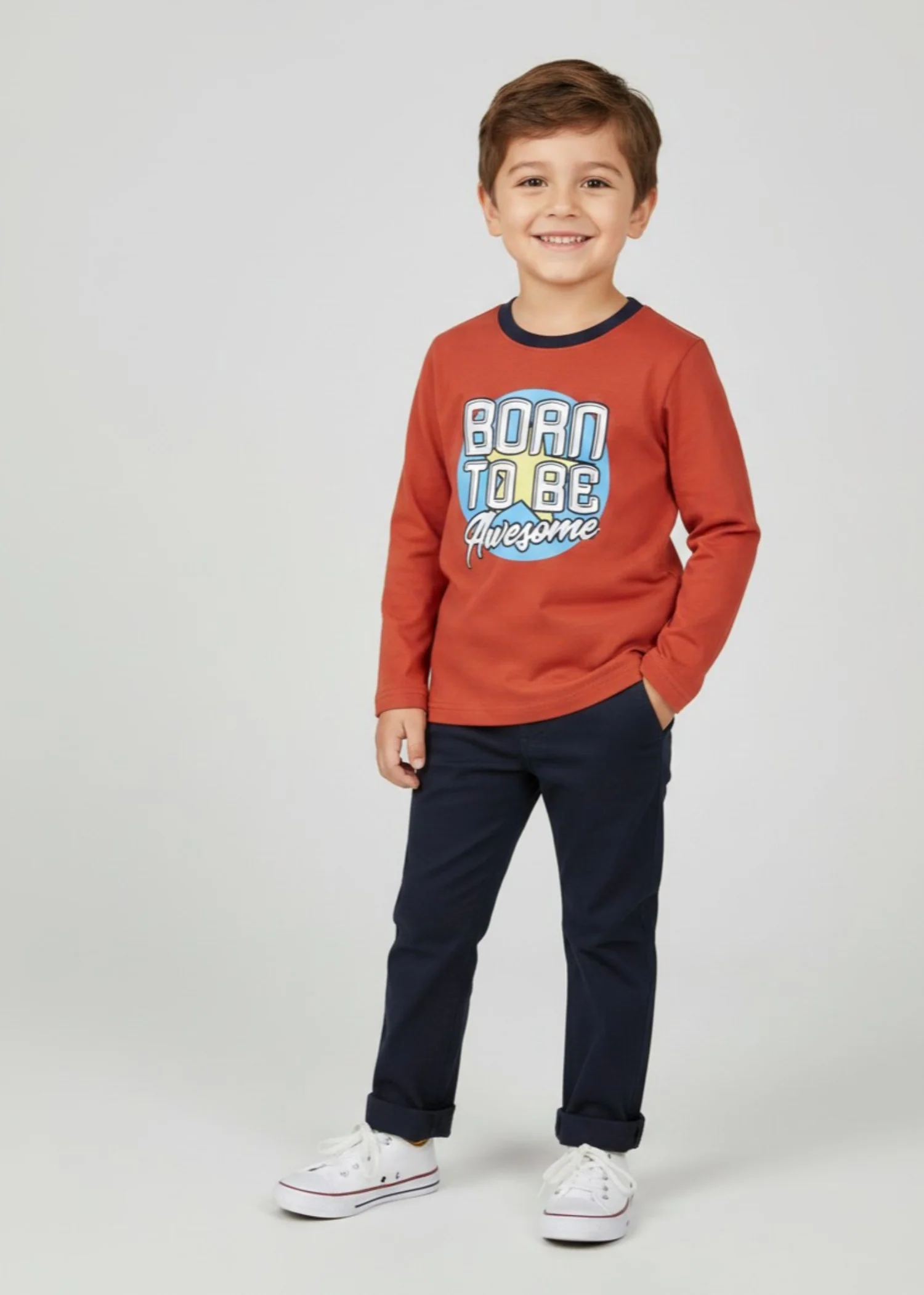 french terry T Shirt in Rust red