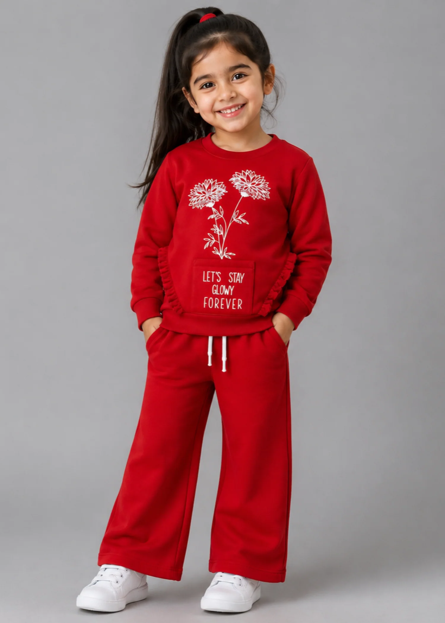 fleece Tracksuit in Red