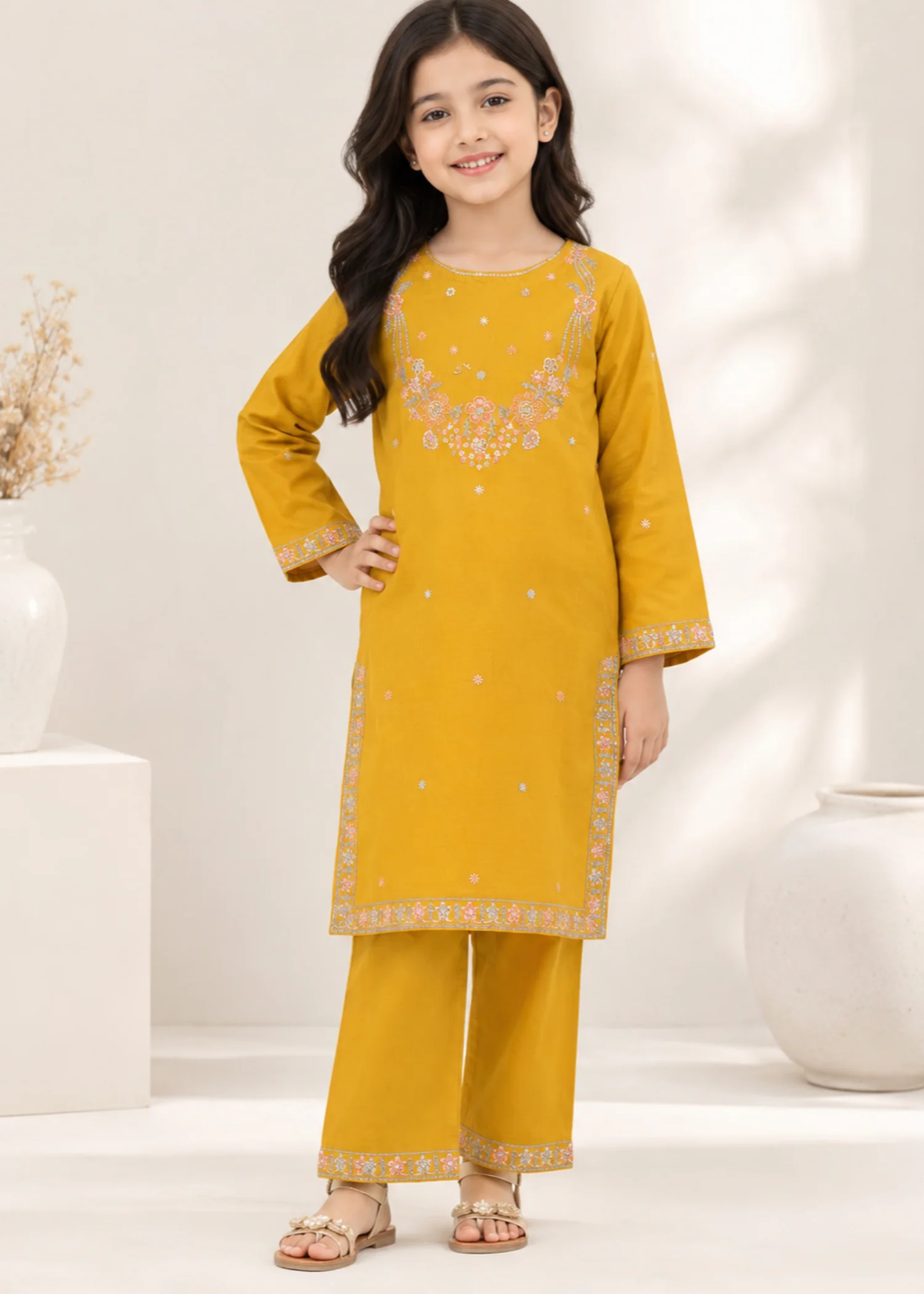 standard corduroy Kurta Set in Mustard