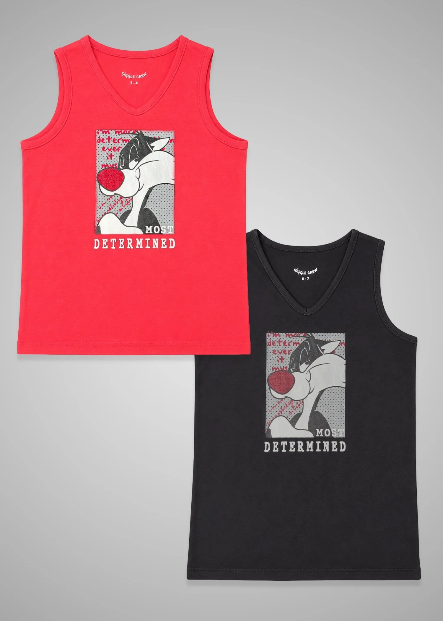 single jersey knit T Shirt in Red, jet black