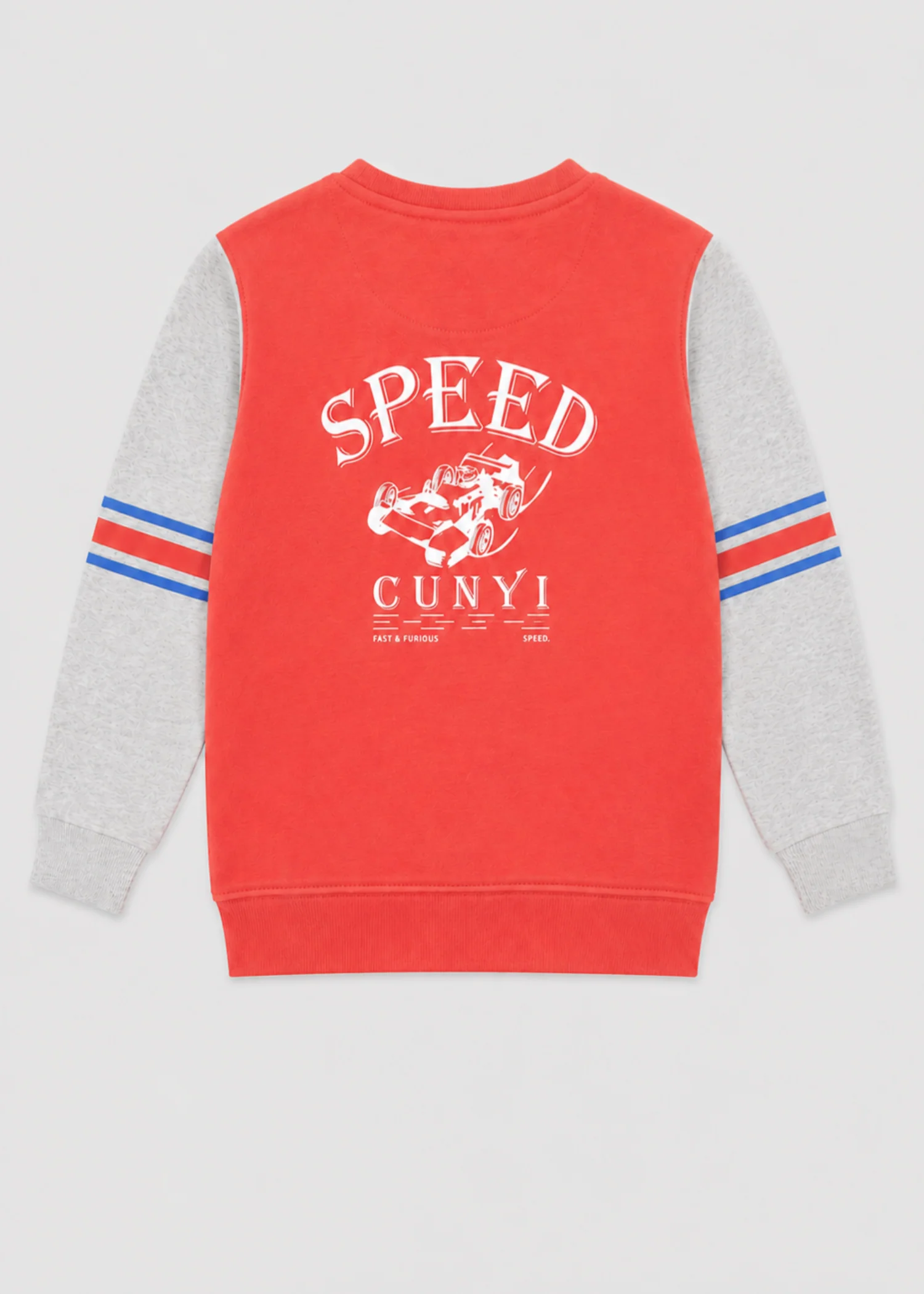 fleece Sweatshirt in Pastel grey, coral orange