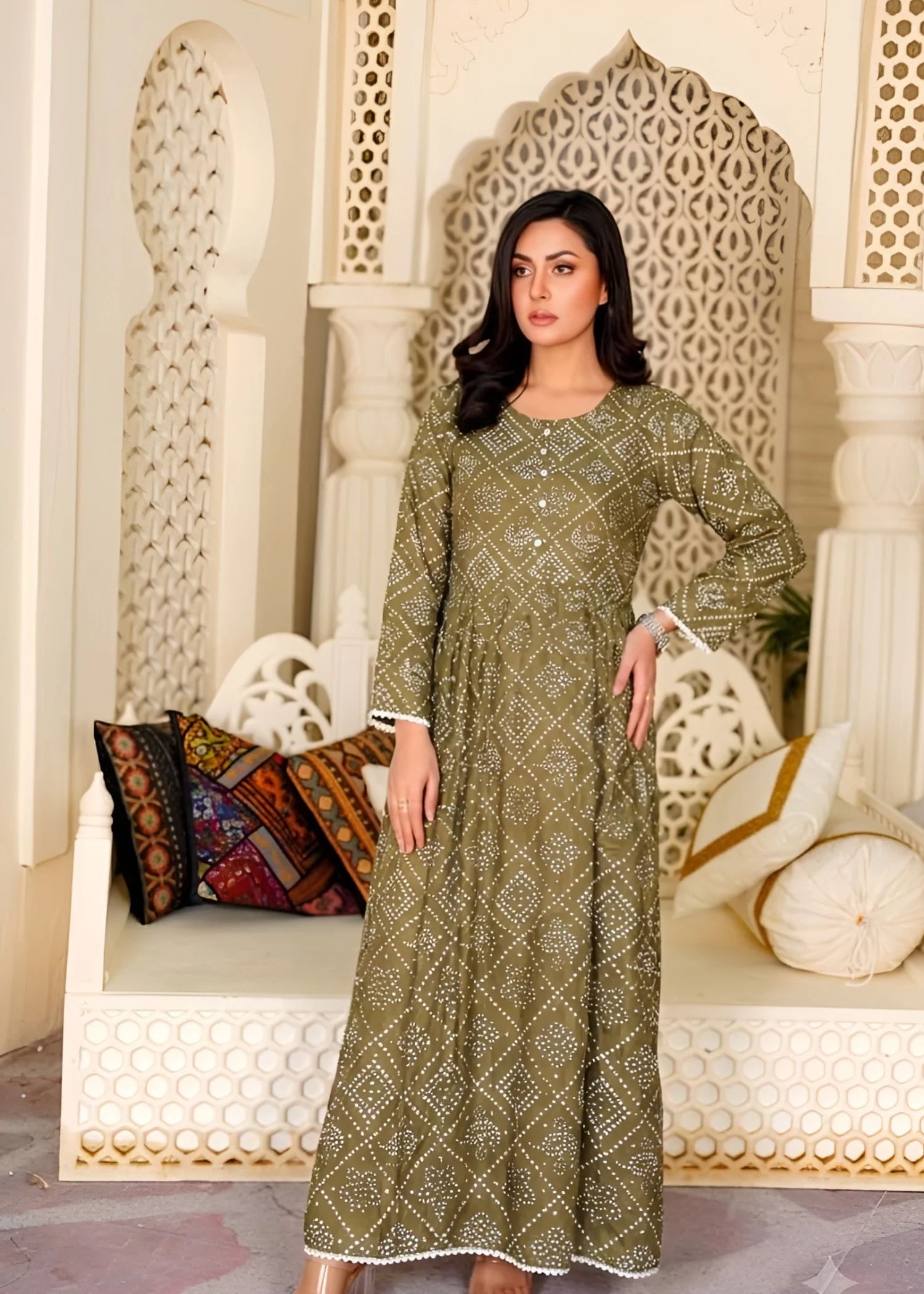 linen Maxi in Olive green