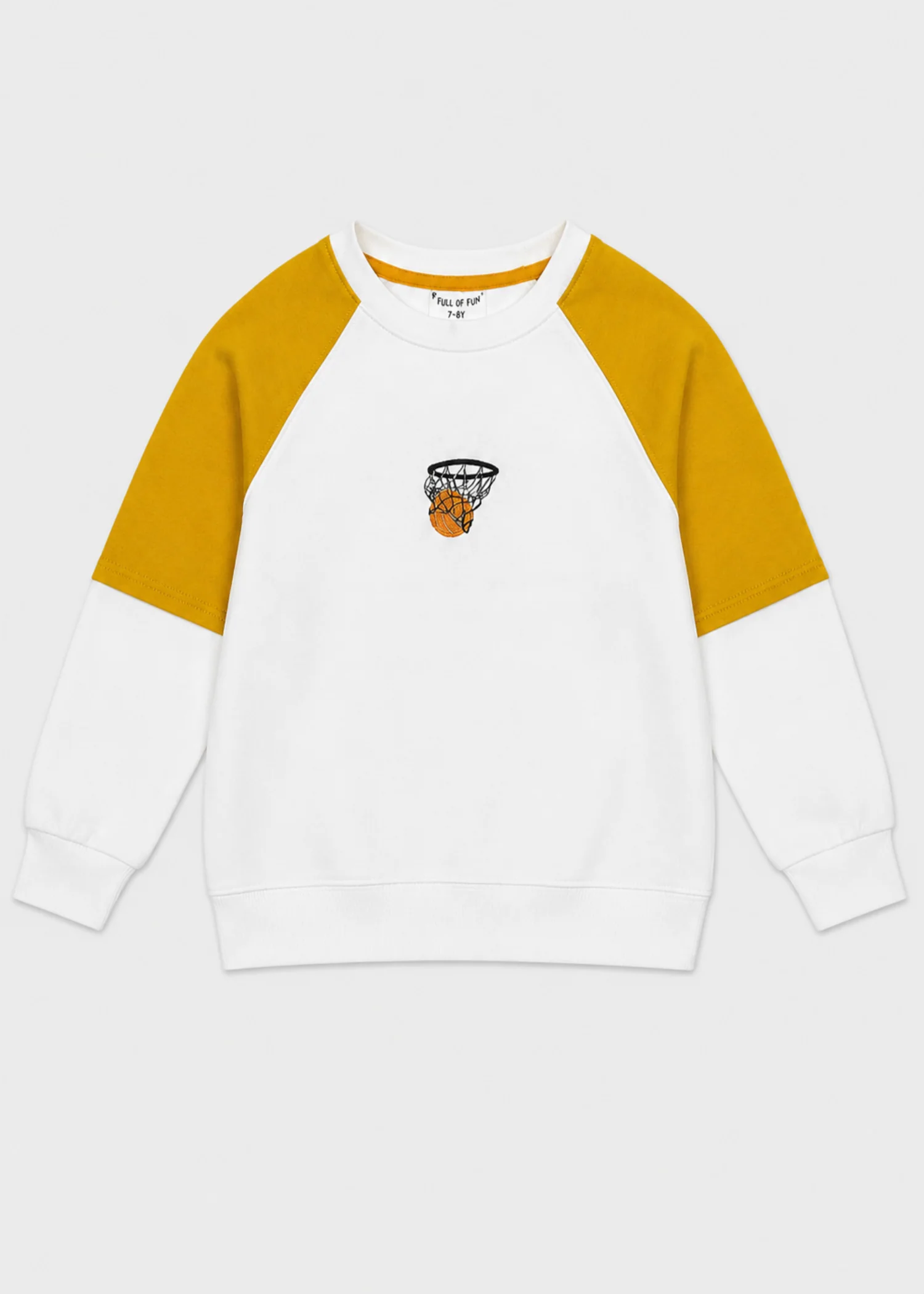 fleece Sweatshirt in White, mustard