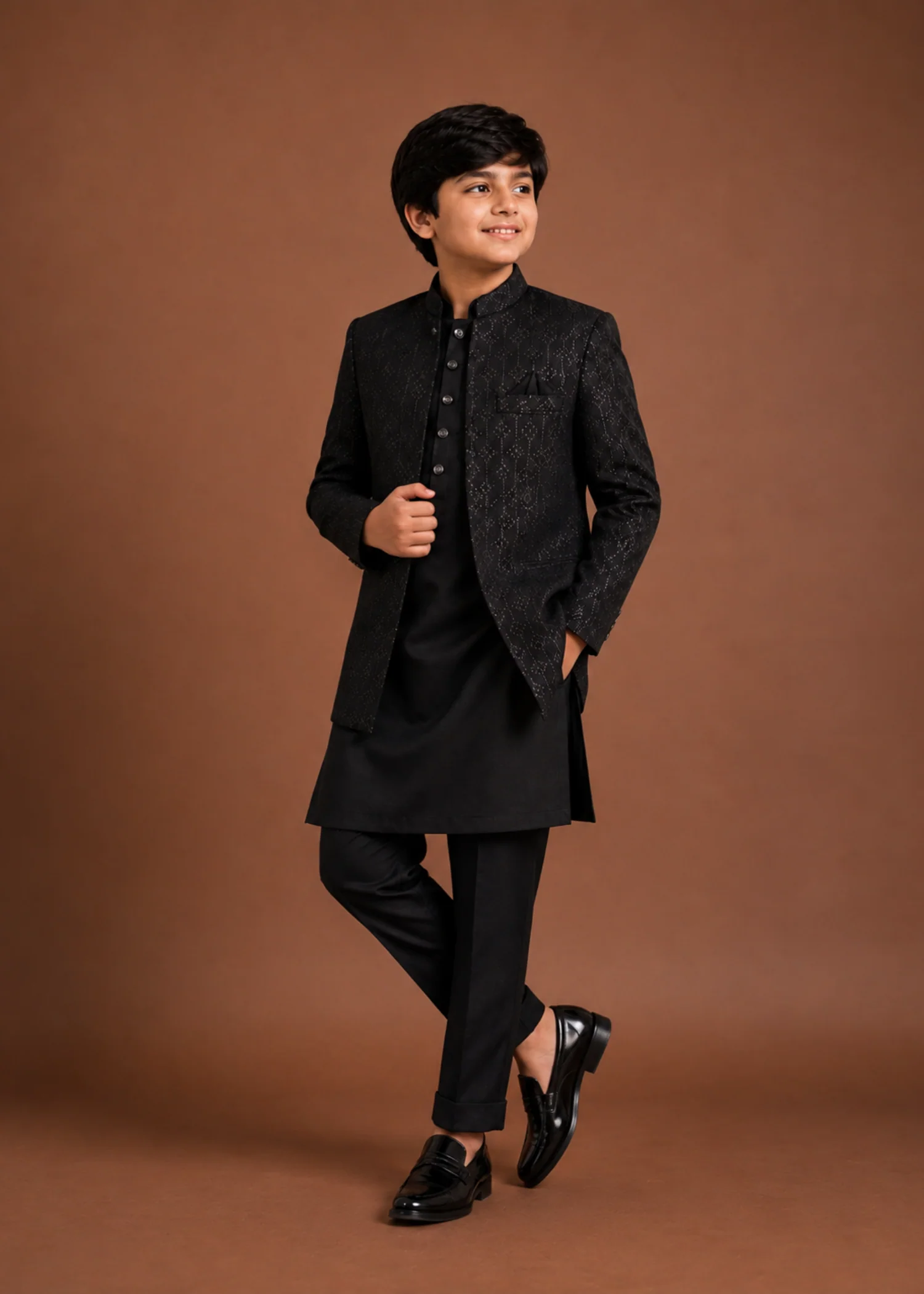 masuri Sherwani in Vantablack