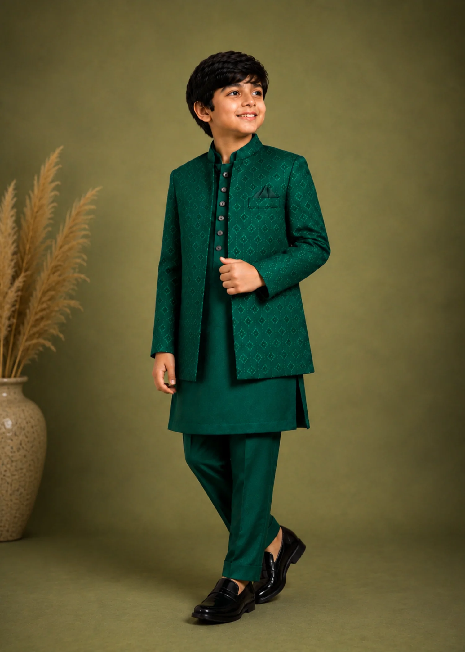 masuri Sherwani in Dark green