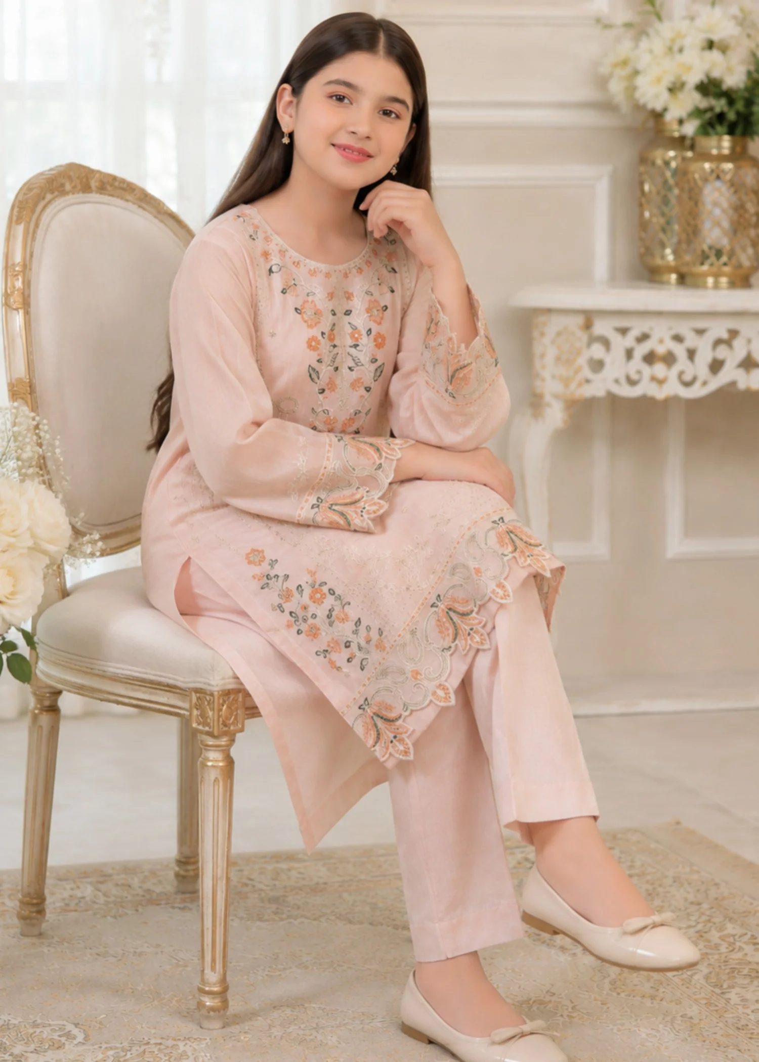 cotton Kurta Set in Blush pink