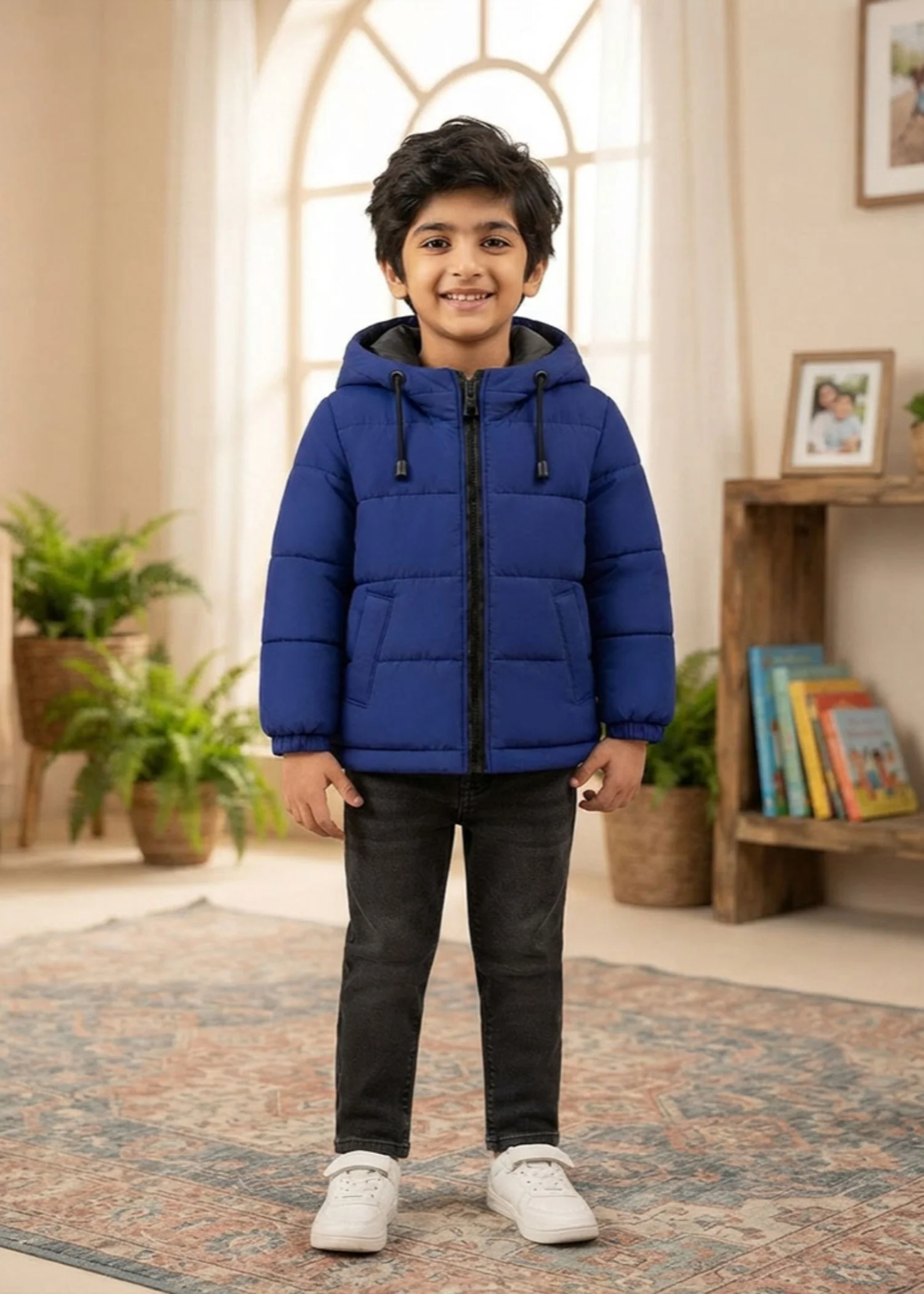 polyester nylon Jacket in Cobalt blue