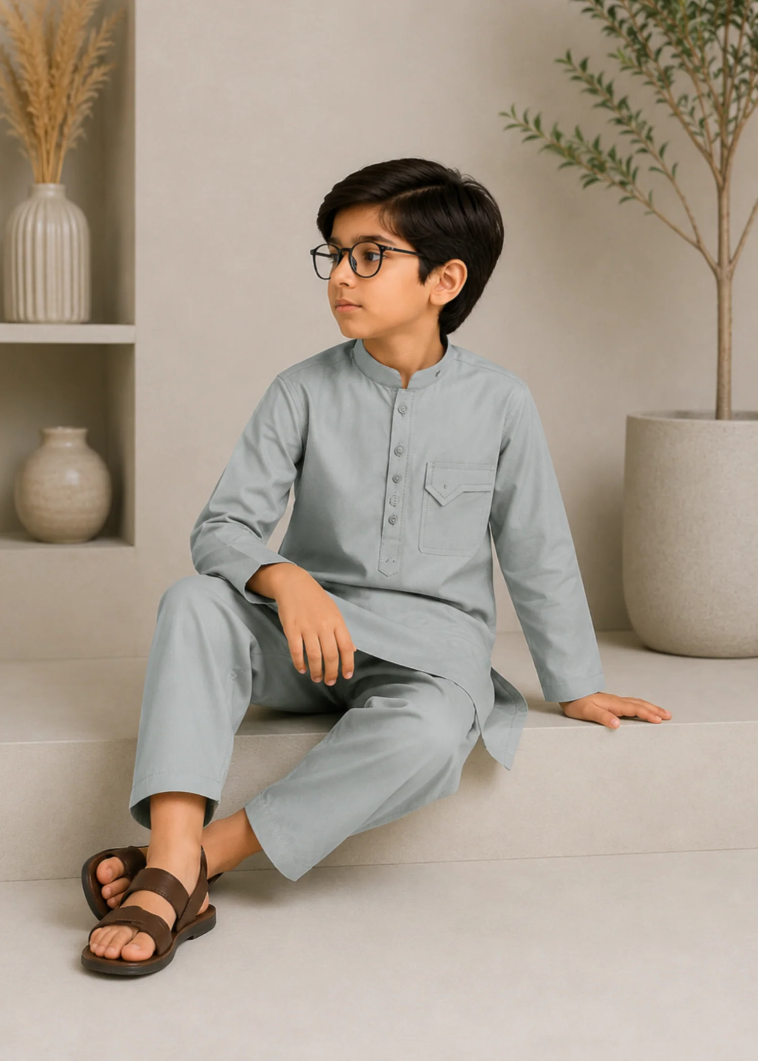 wash & wear Kurta Set in Ice blue