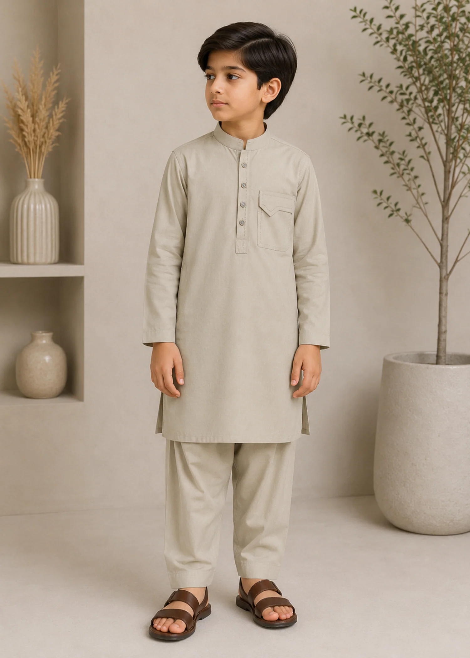 wash & wear Kurta Set in Lemon chiffon