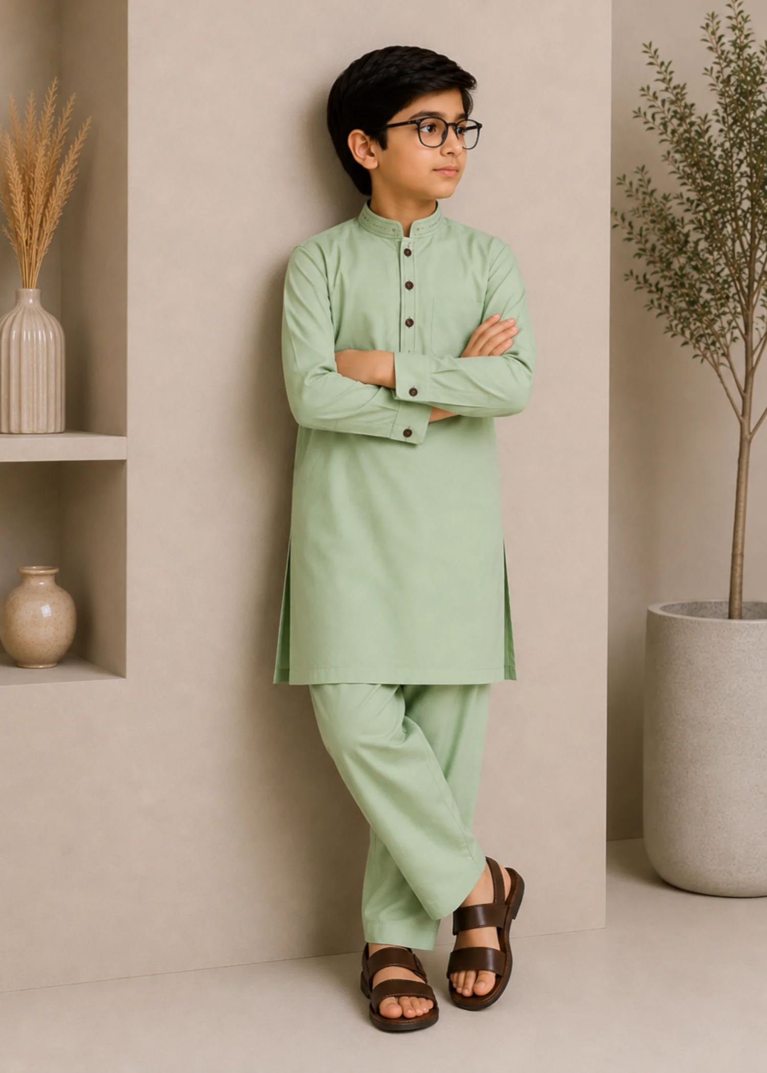wash & wear Kurta Set in Mint green