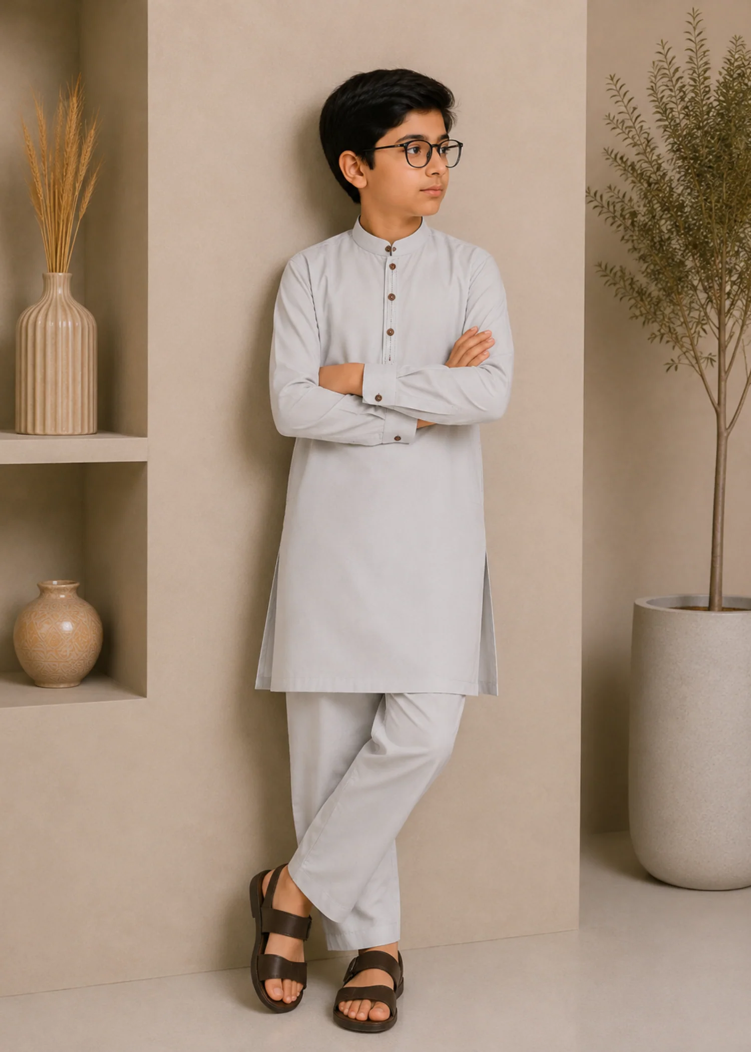 wash & wear Kurta Set in Lynx white