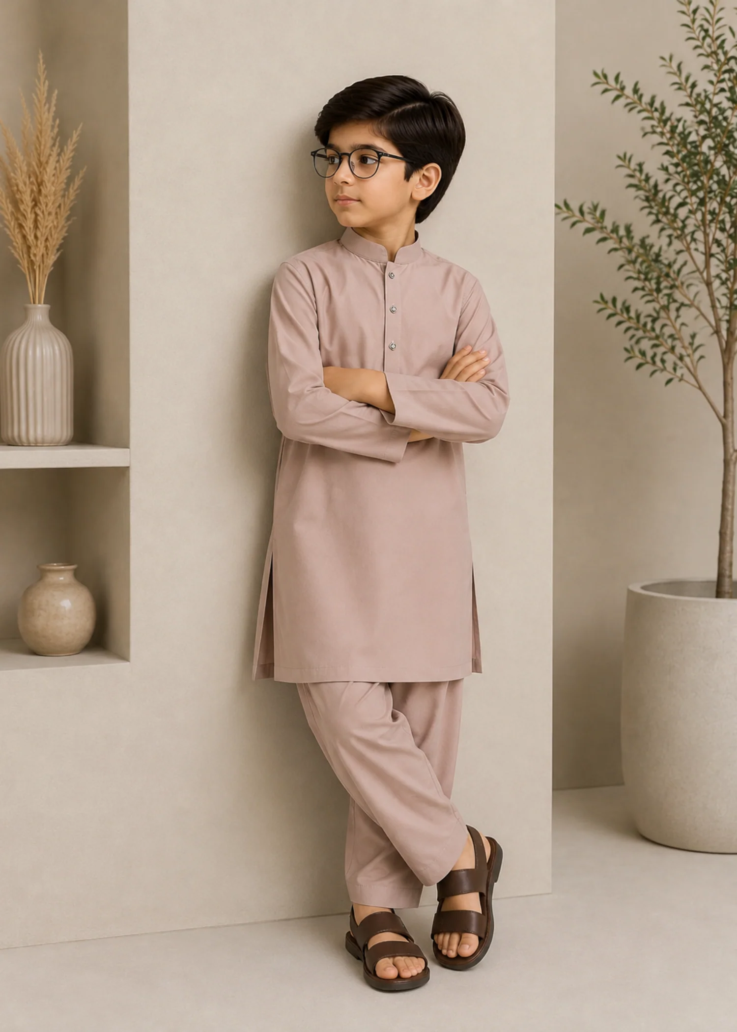 wash & wear Kurta Set in Peach pink